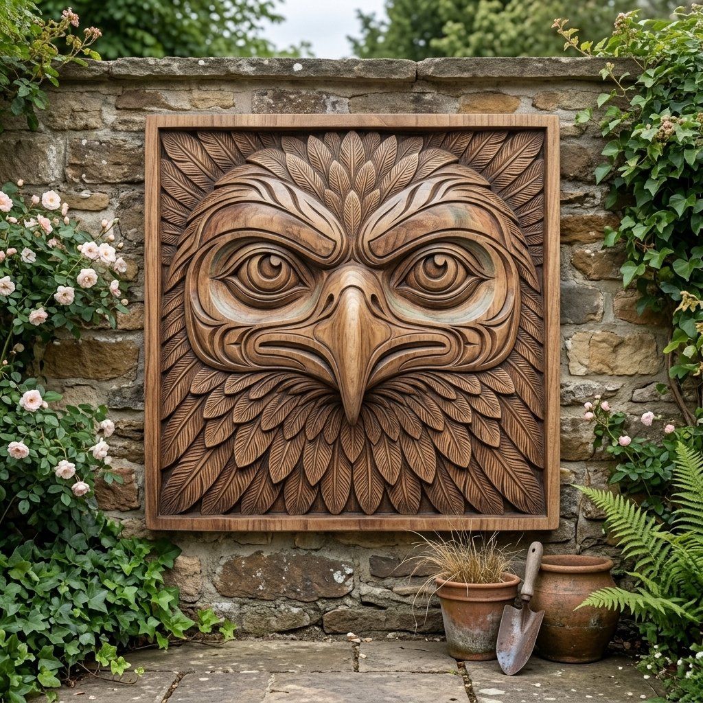 Majestic Eagle Spirit Wall Panel bas-relief STL — view 5