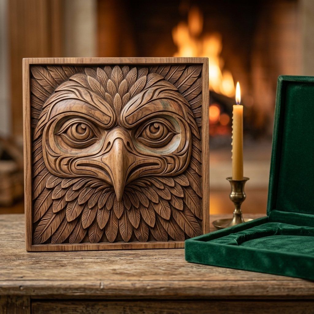 Majestic Eagle Spirit Wall Panel bas-relief STL — view 6