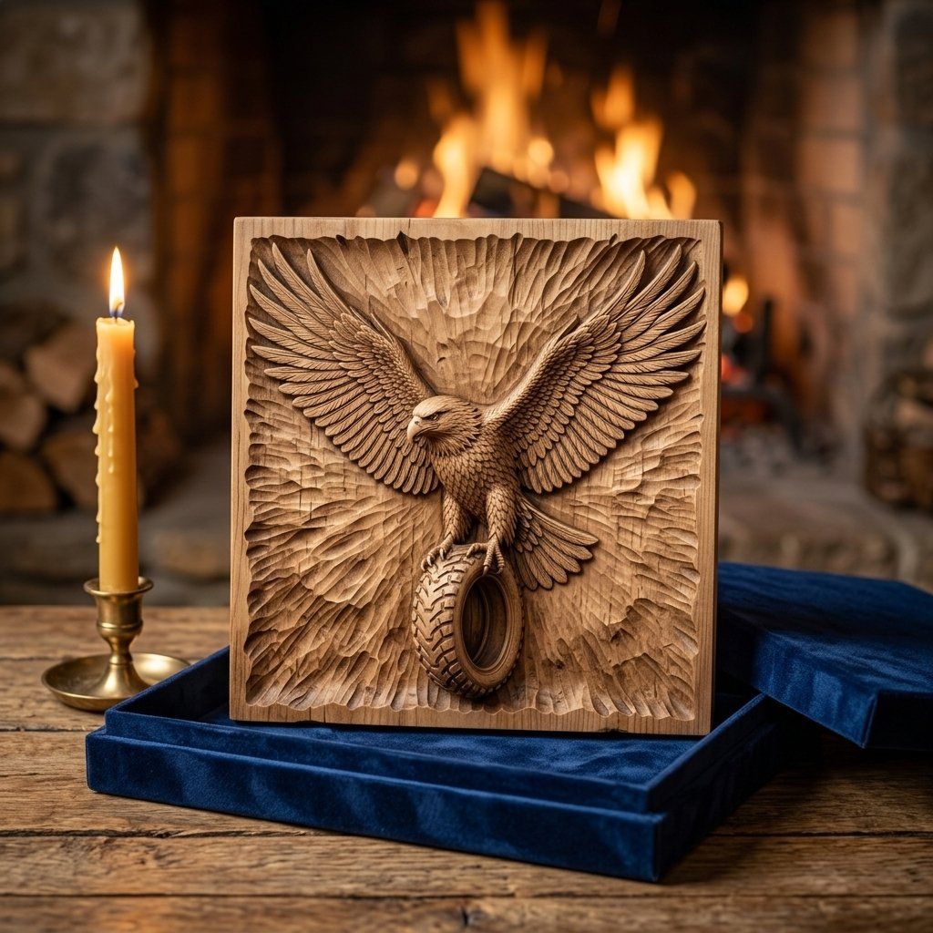 Majestic Eagle Tire Wall Art bas-relief STL — view 6