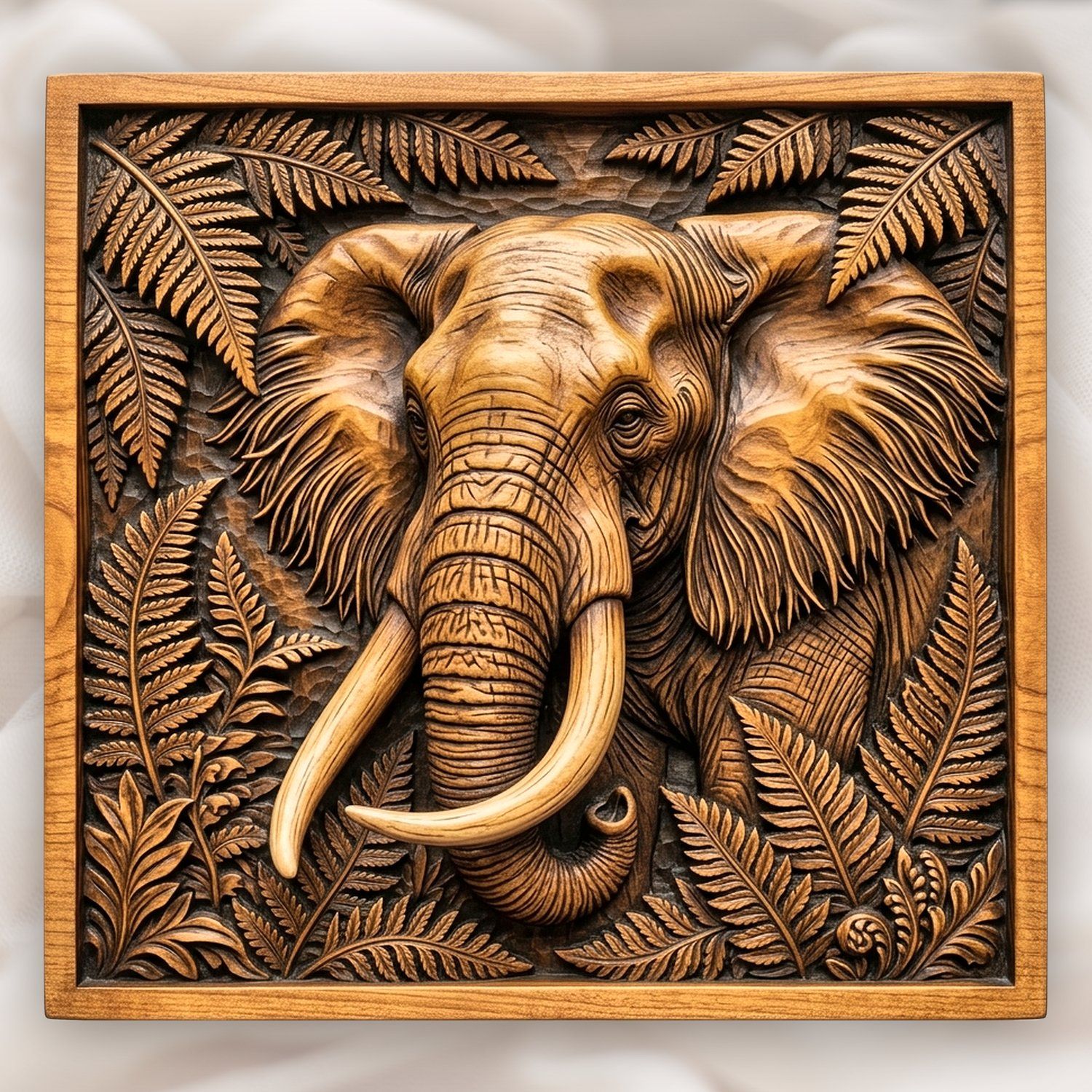 Majestic Elephant Wildlife Scene CNC Relief STL bas-relief STL design