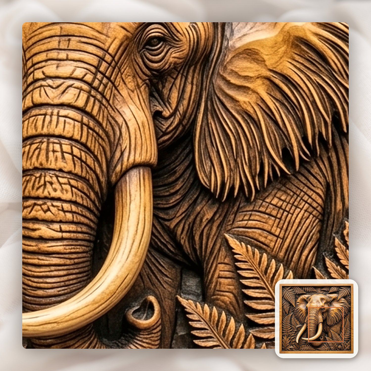 Majestic Elephant Wildlife Scene CNC Relief STL bas-relief STL — view 10