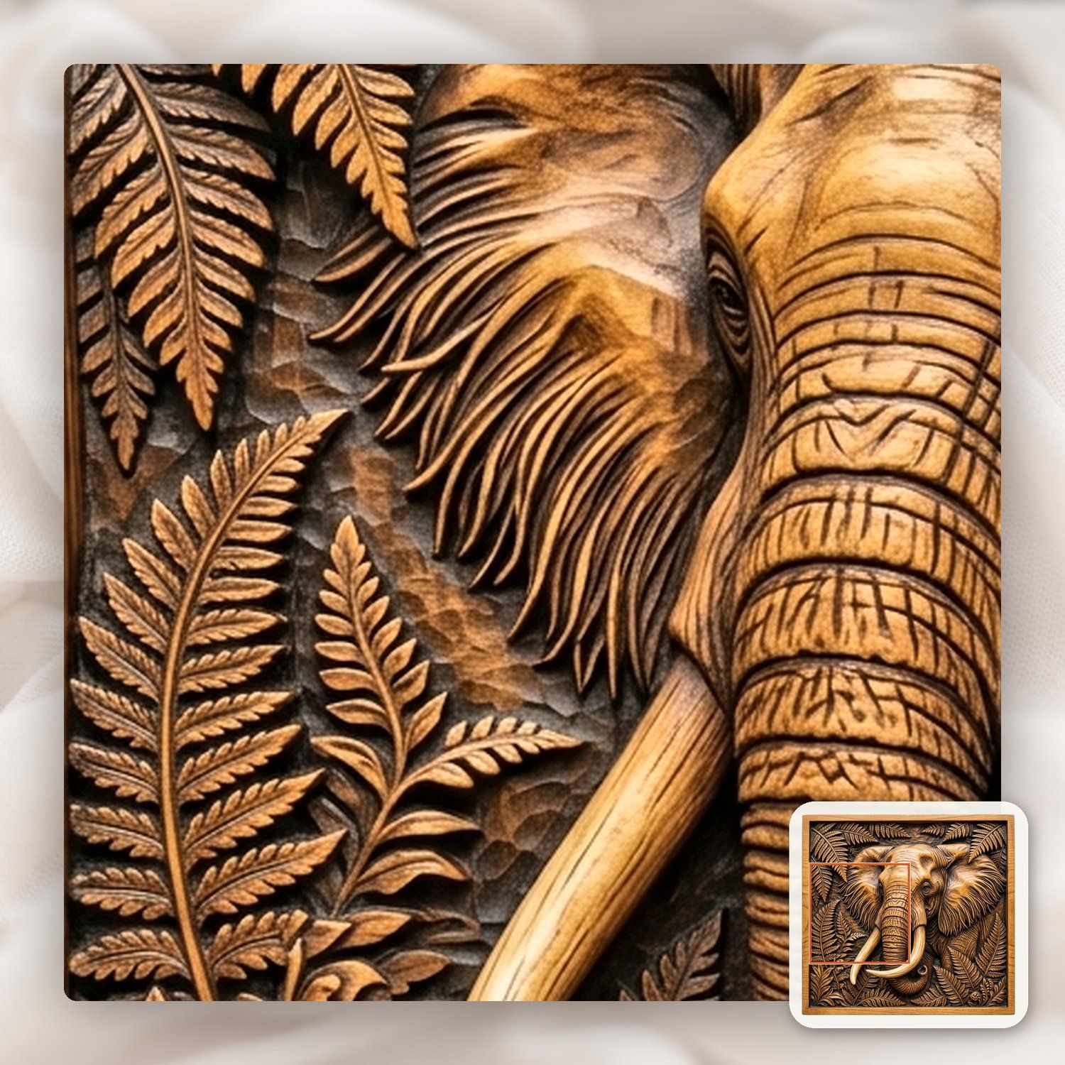 Majestic Elephant Wildlife Scene CNC Relief STL bas-relief STL — view 11