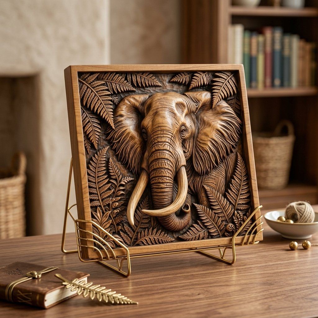 Majestic Elephant Wildlife Scene CNC Relief STL bas-relief STL — view 13