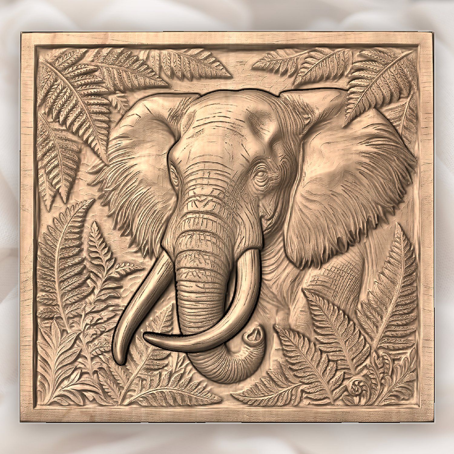 Majestic Elephant Wildlife Scene CNC Relief STL bas-relief STL — view 3