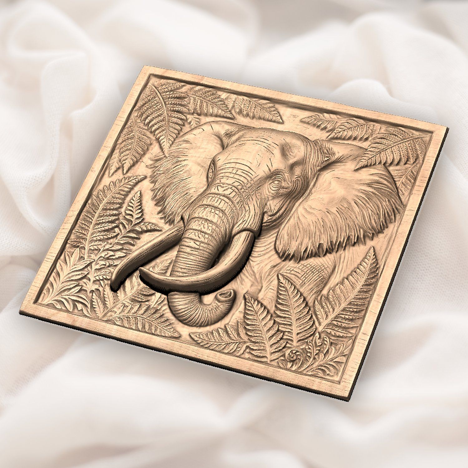 Majestic Elephant Wildlife Scene CNC Relief STL bas-relief STL — view 4