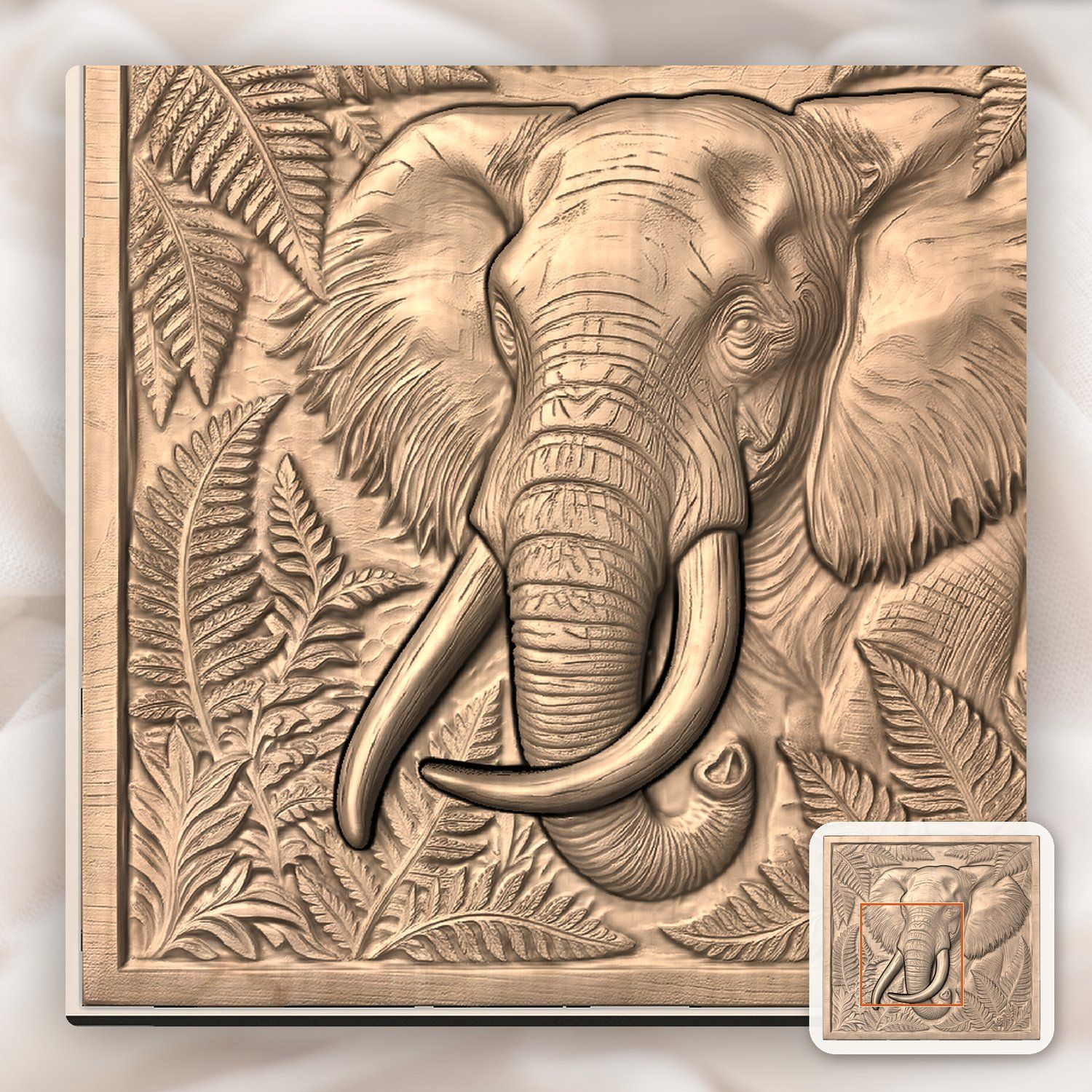 Majestic Elephant Wildlife Scene CNC Relief STL bas-relief STL — view 5