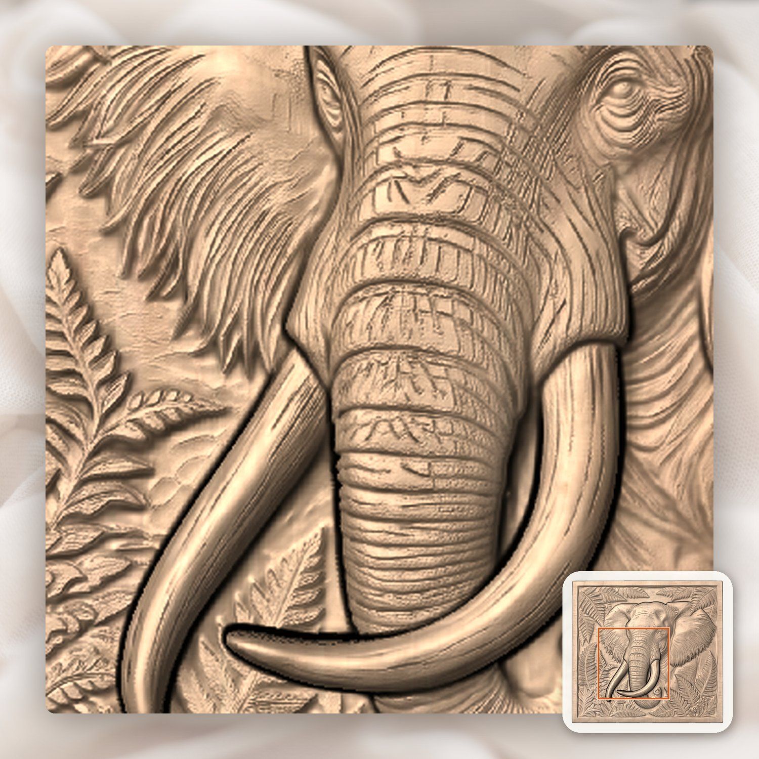 Majestic Elephant Wildlife Scene CNC Relief STL bas-relief STL — view 6