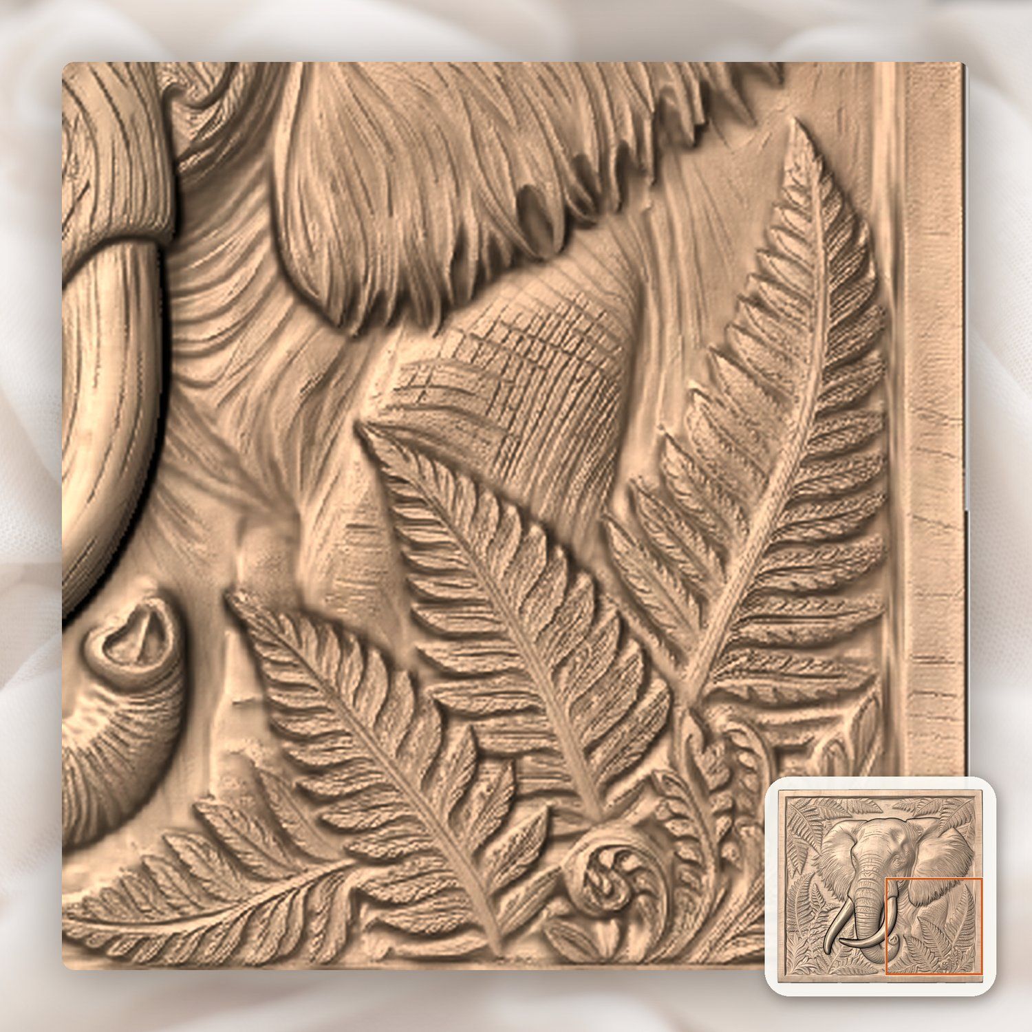Majestic Elephant Wildlife Scene CNC Relief STL bas-relief STL — view 7