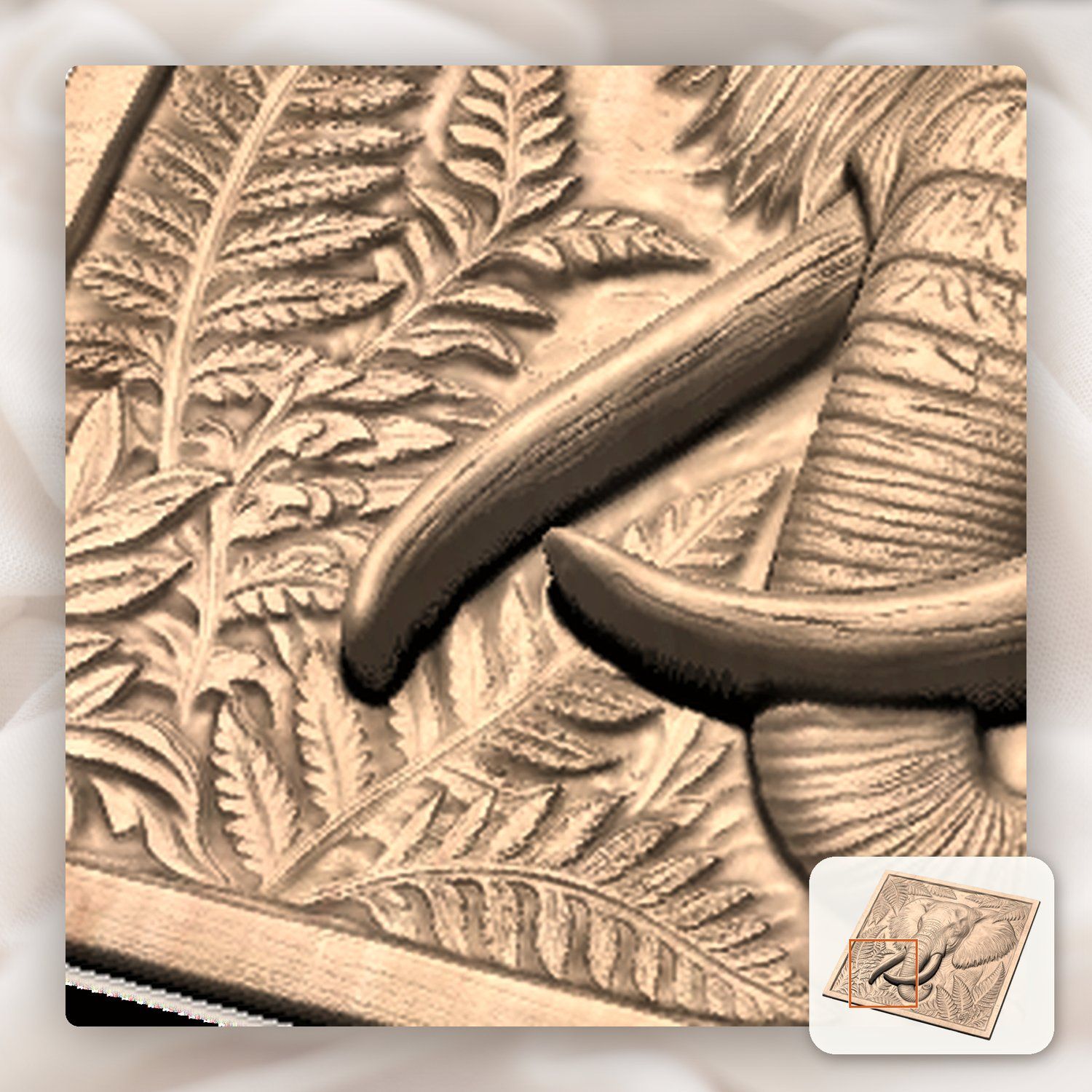 Majestic Elephant Wildlife Scene CNC Relief STL bas-relief STL — view 8
