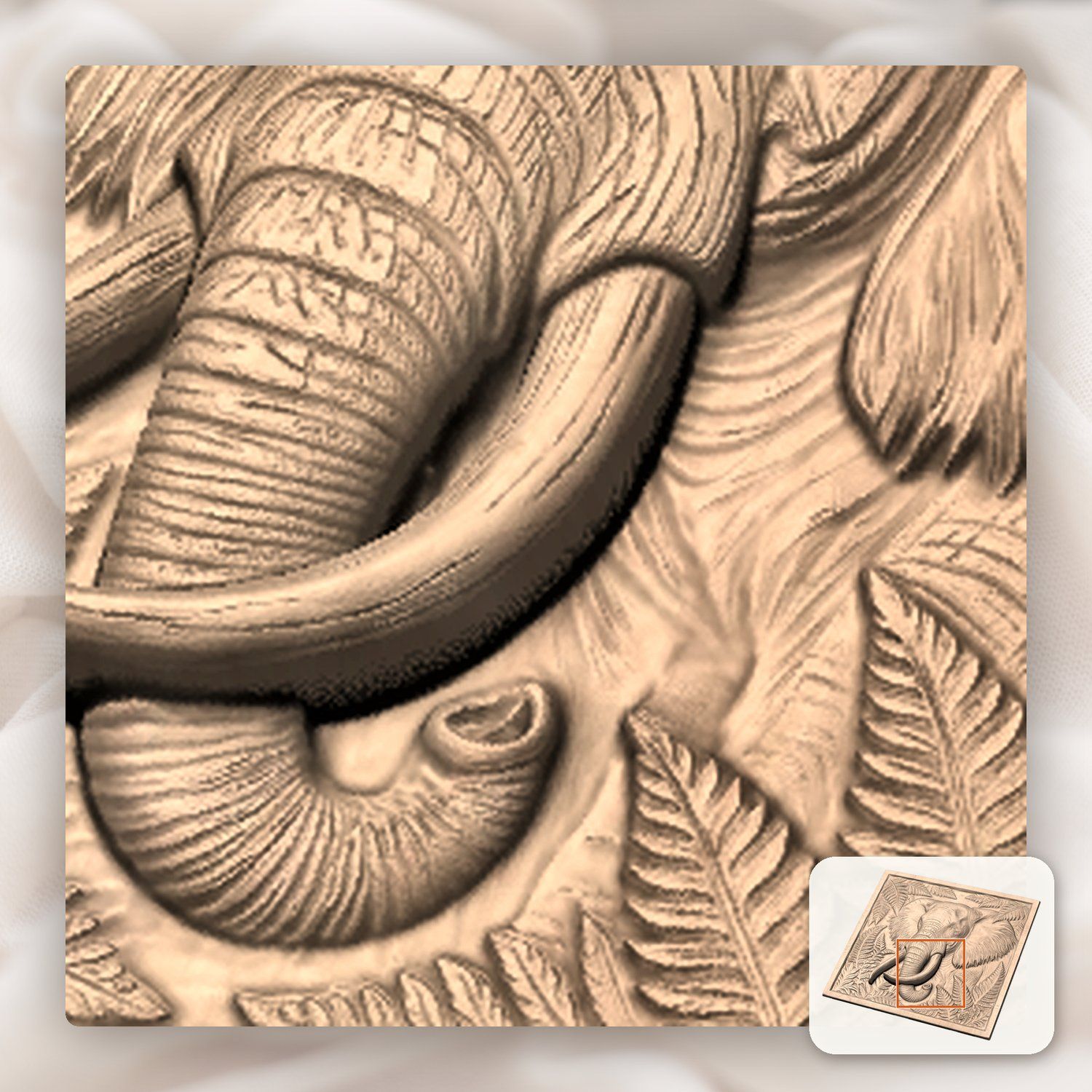 Majestic Elephant Wildlife Scene CNC Relief STL bas-relief STL — view 9