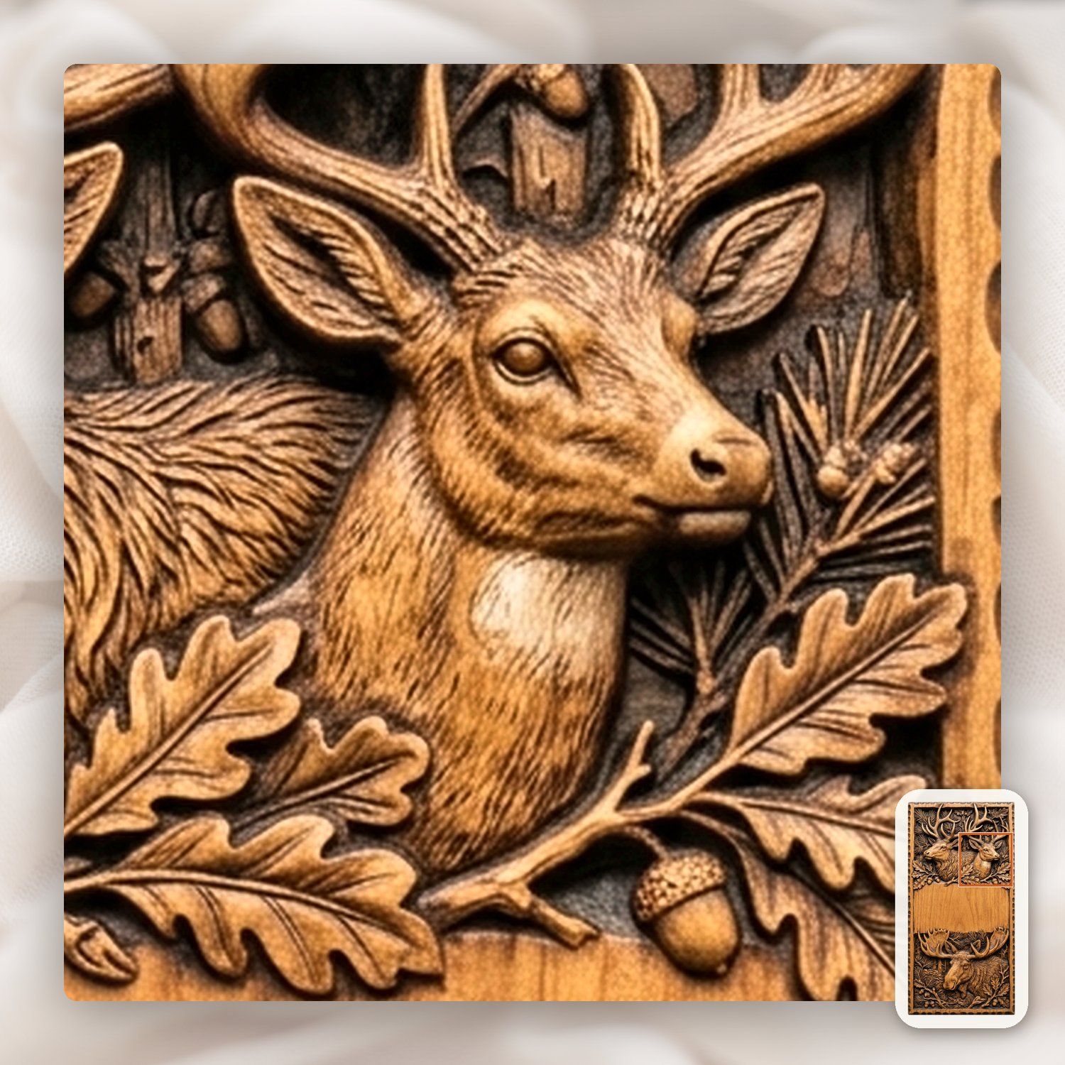Doorbell plate Majestic Elk and Moose Wildlife CNC Relief STL bas-relief STL — view 13