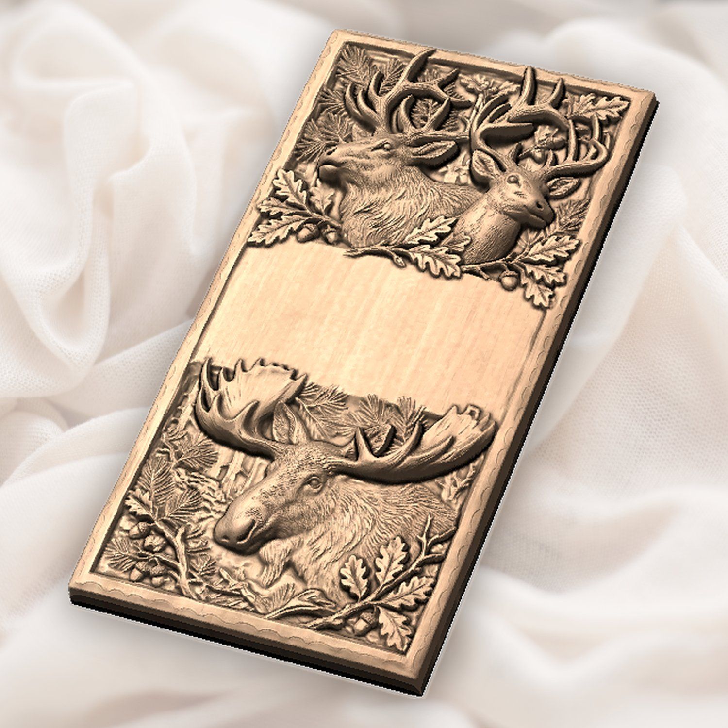 Doorbell plate Majestic Elk and Moose Wildlife CNC Relief STL bas-relief STL — view 6