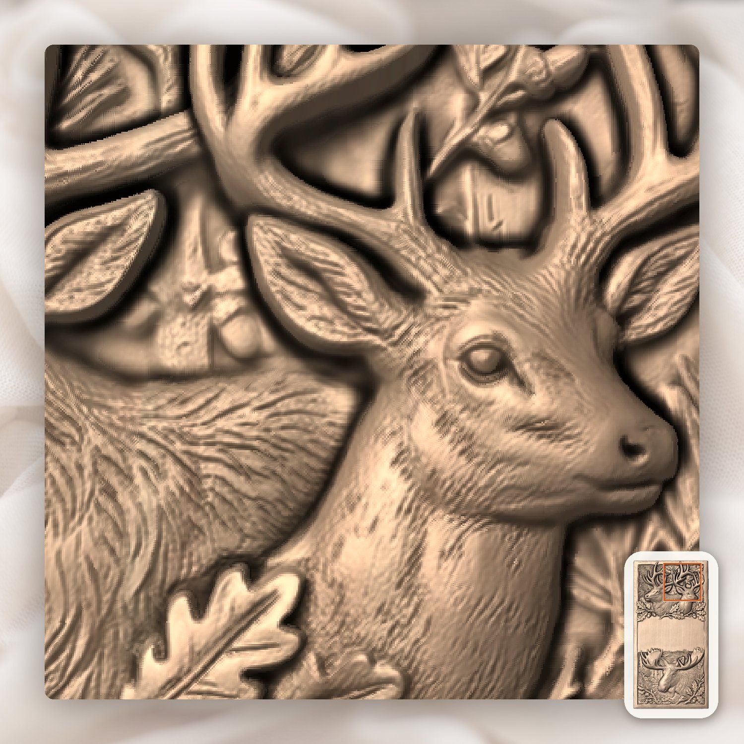 Doorbell plate Majestic Elk and Moose Wildlife CNC Relief STL bas-relief STL — view 7