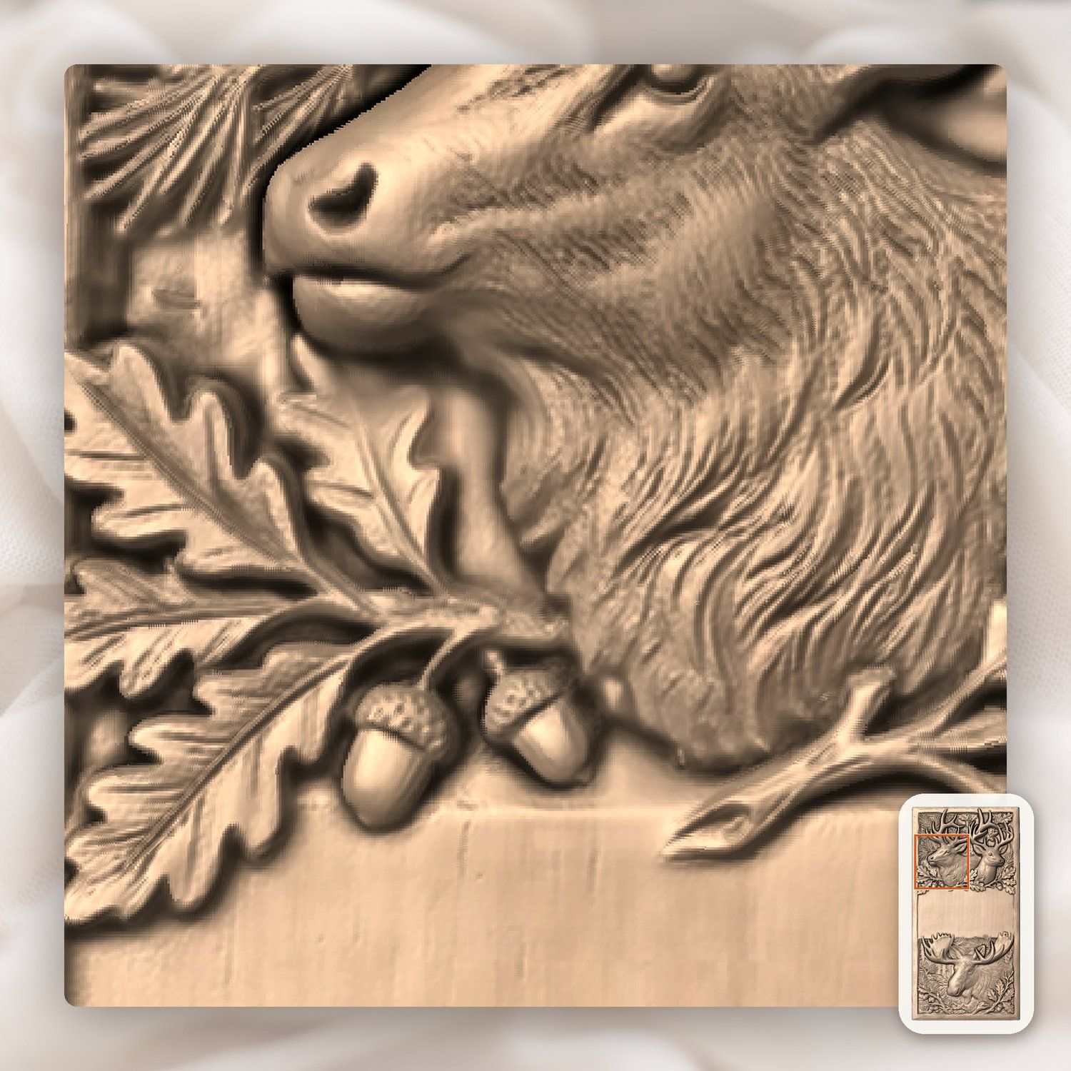 Doorbell plate Majestic Elk and Moose Wildlife CNC Relief STL bas-relief STL — view 8