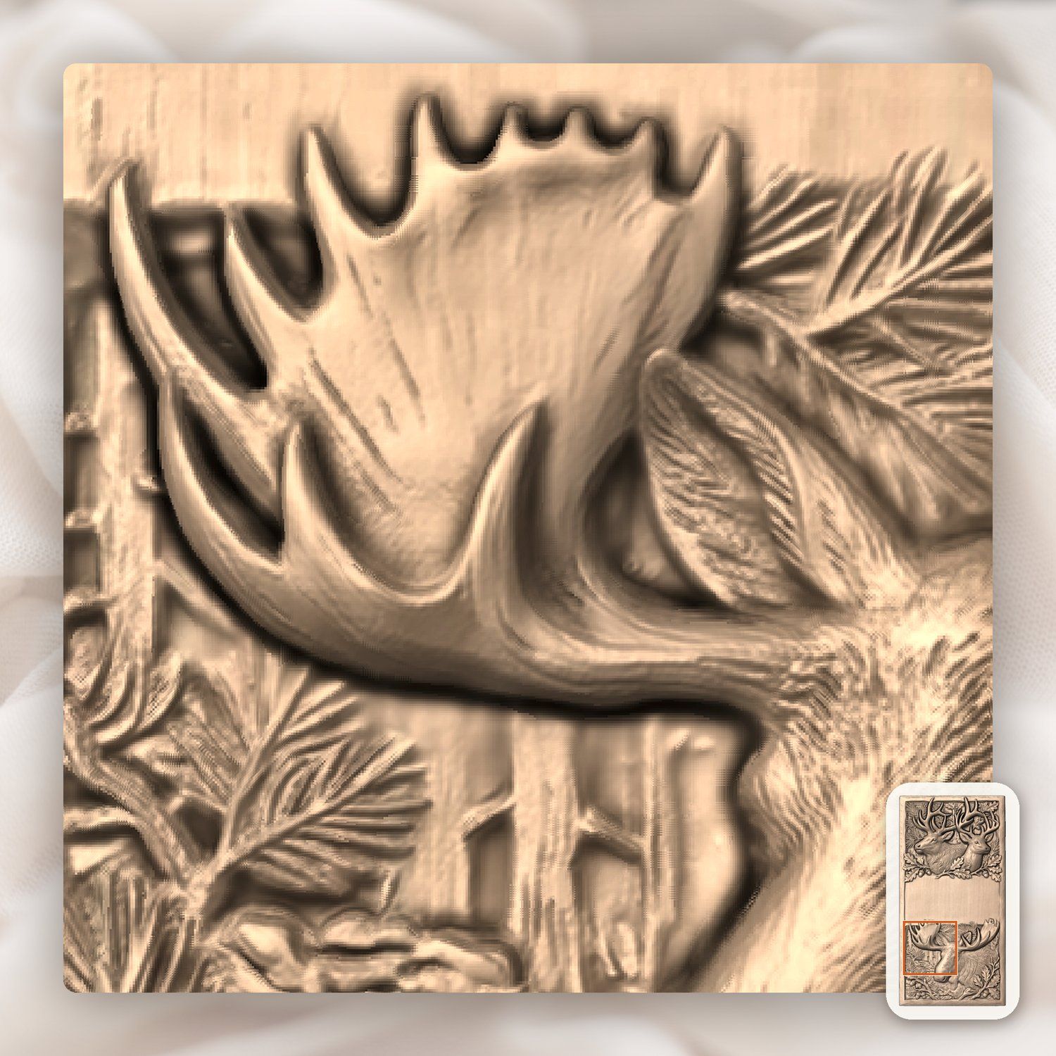 Doorbell plate Majestic Elk and Moose Wildlife CNC Relief STL bas-relief STL — view 9
