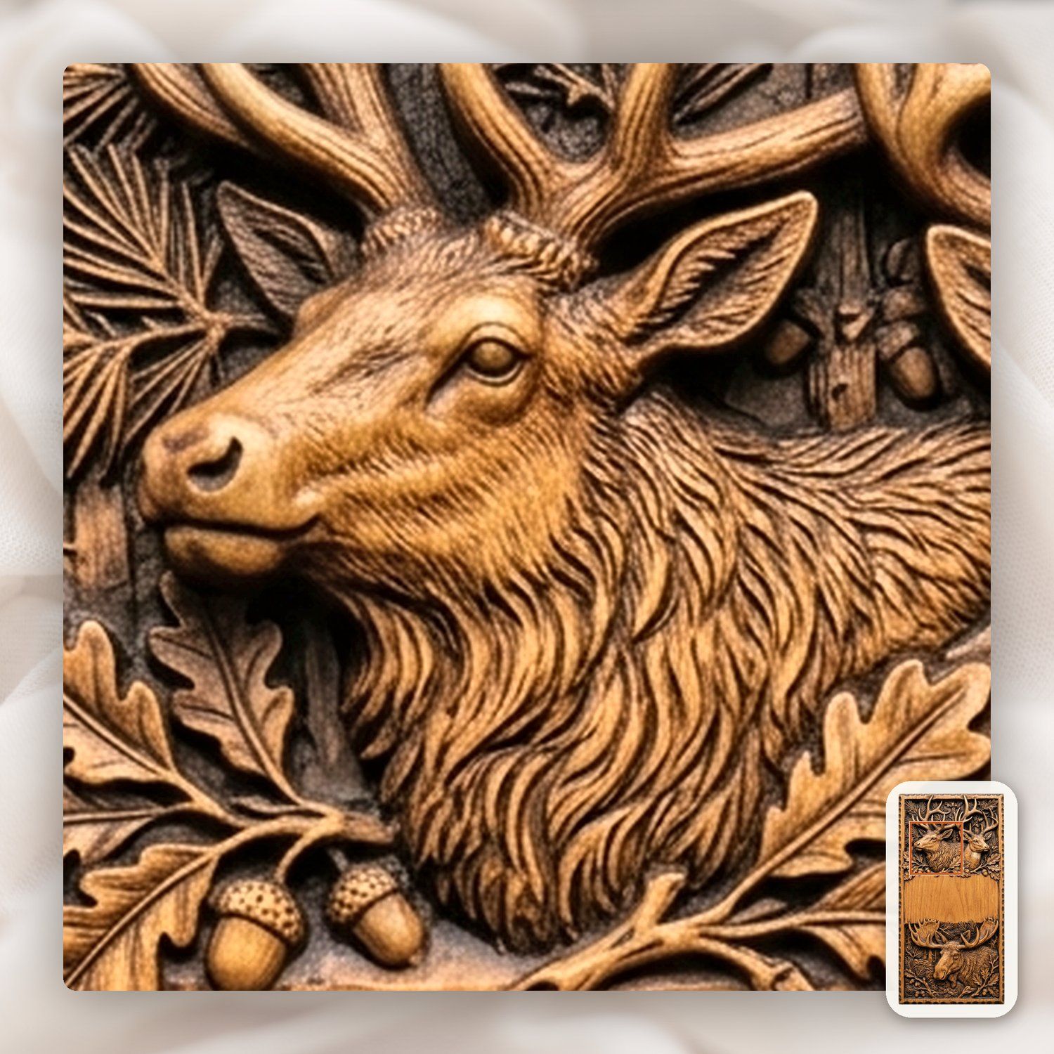 Doorbell plate Majestic Elk and Moose Wildlife CNC Relief STL bas-relief STL — view 12