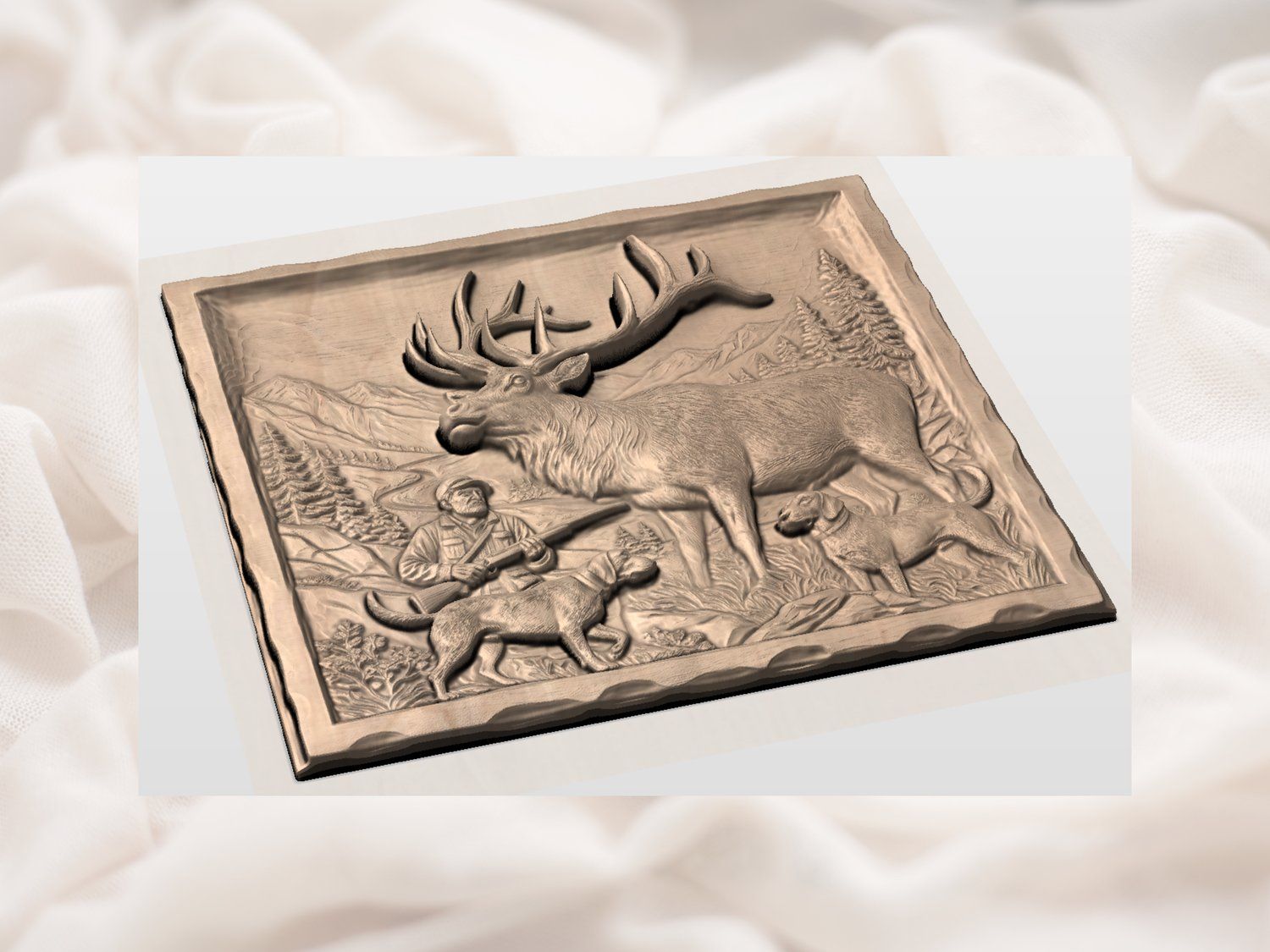 Majestic Elk Hunting Scene CNC Relief STL bas-relief STL — view 4