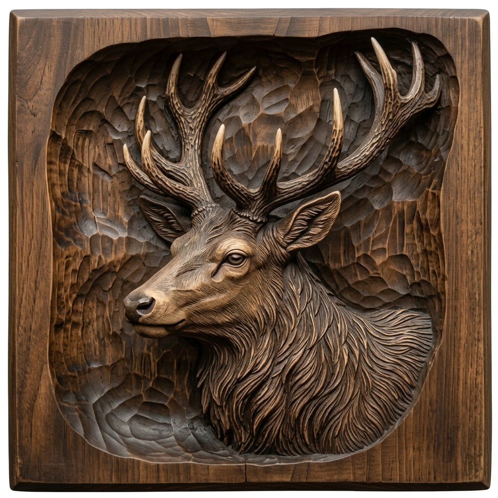 Majestic Elk Wildlife CNC Relief STL bas-relief STL — view 12