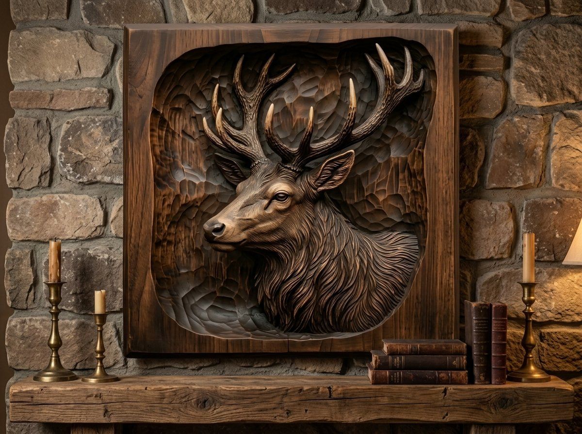 Majestic Elk Wildlife CNC Relief STL bas-relief STL — view 13