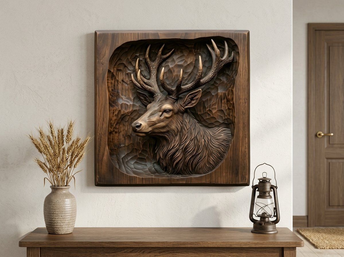 Majestic Elk Wildlife CNC Relief STL bas-relief STL — view 14