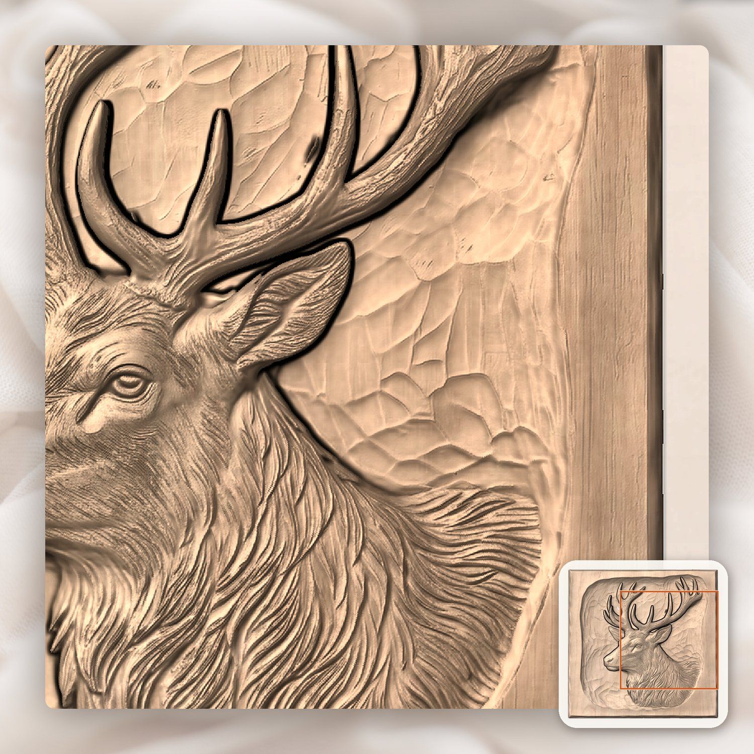 Majestic Elk Wildlife CNC Relief STL bas-relief STL — view 9