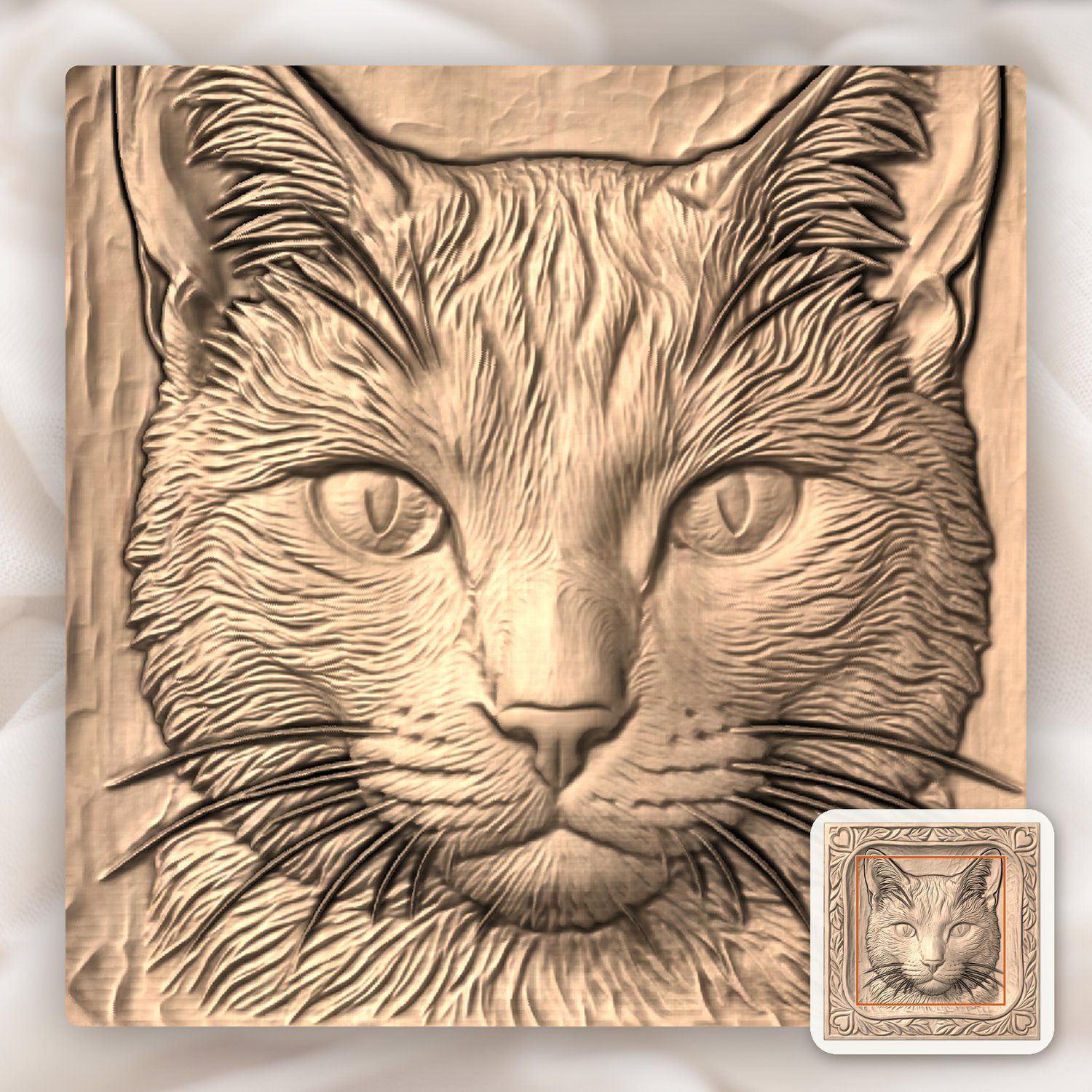 Majestic Feline Portrait CNC Relief STL bas-relief STL — view 6