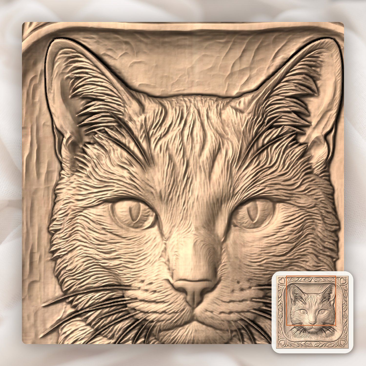 Majestic Feline Portrait CNC Relief STL bas-relief STL — view 8