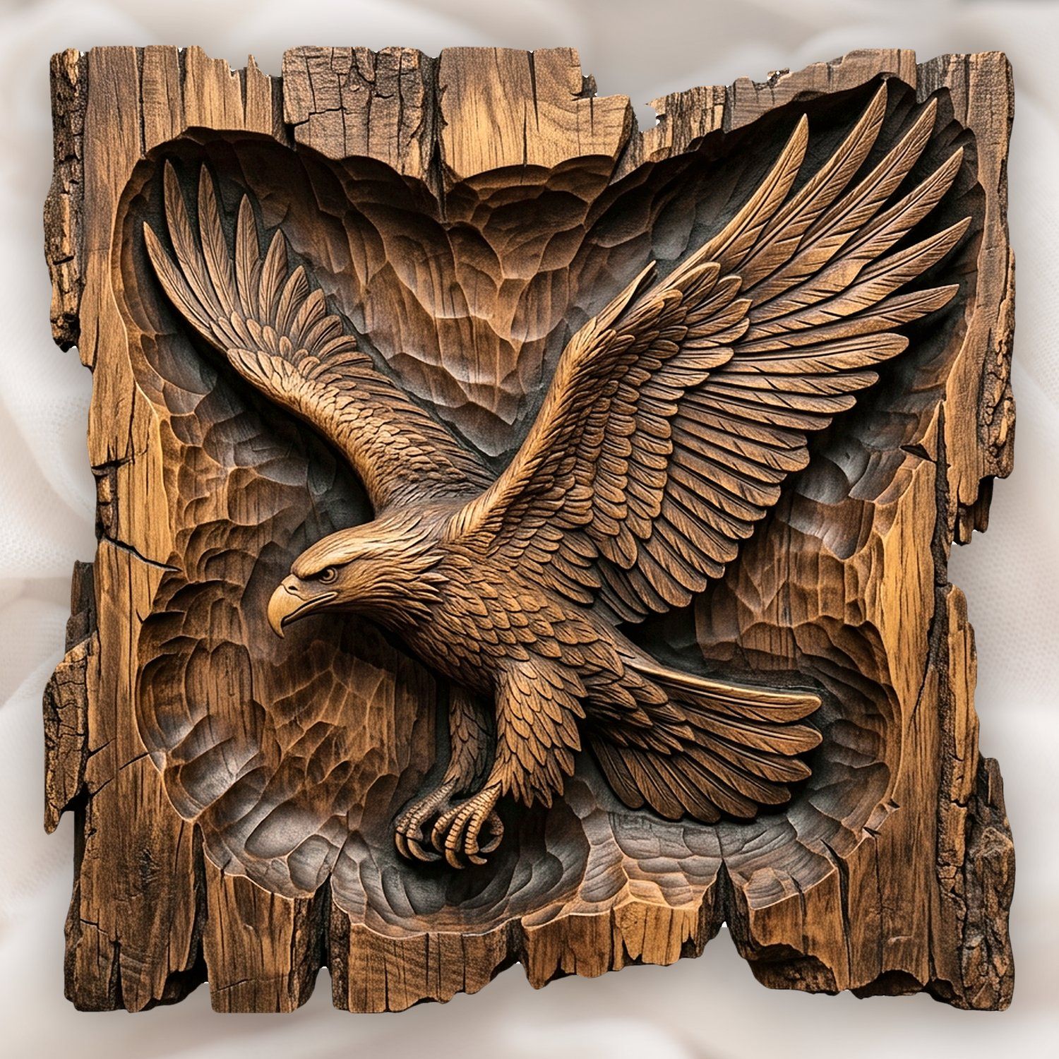 Majestic Flying Bald Eagle Wildlife Scene CNC Relief STL bas-relief STL design