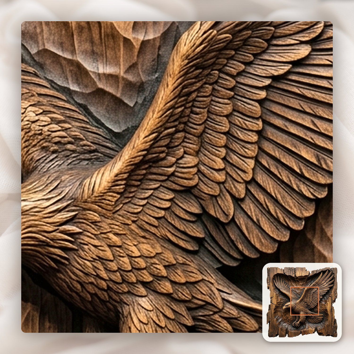 Majestic Flying Bald Eagle Wildlife Scene CNC Relief STL bas-relief STL — view 12