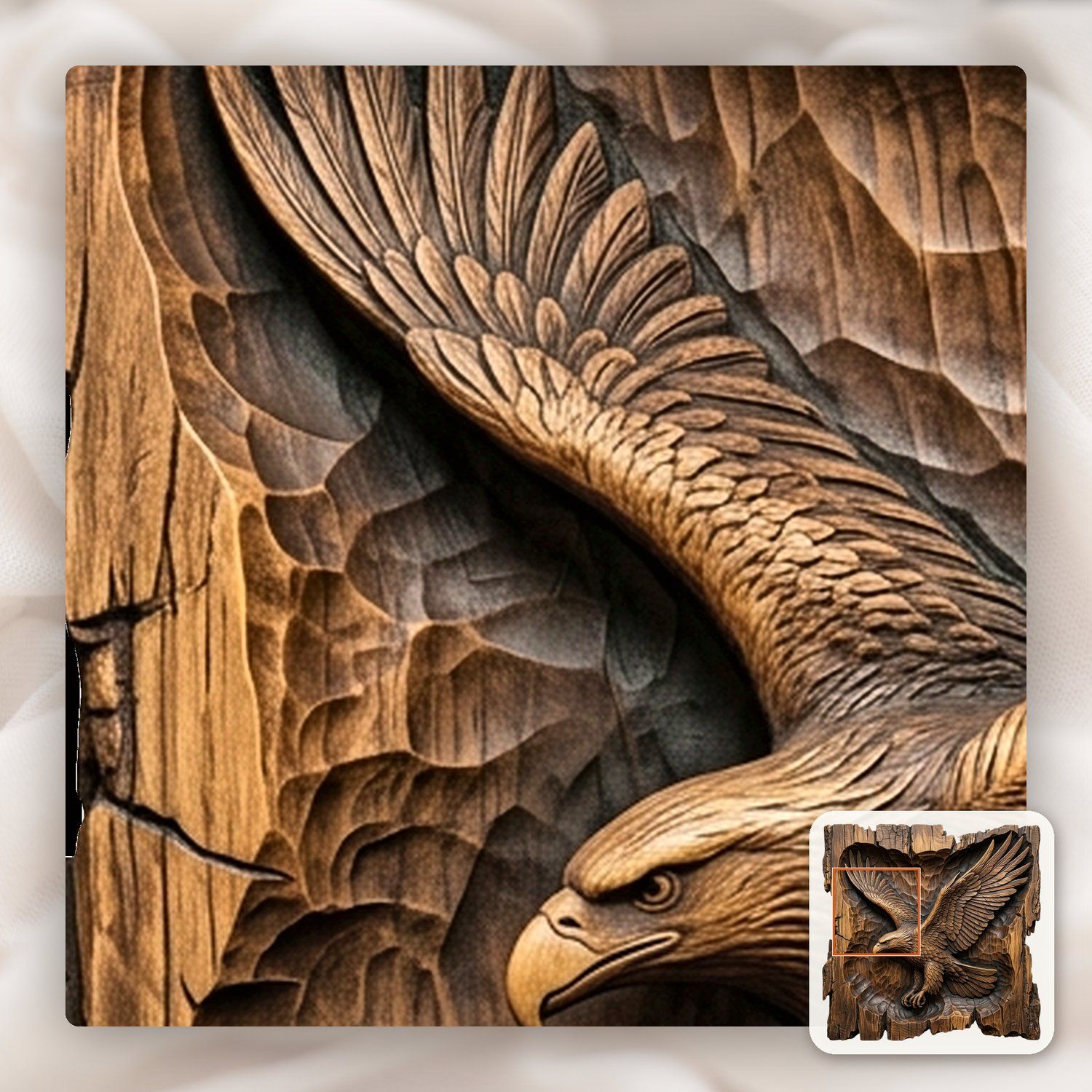 Majestic Flying Bald Eagle Wildlife Scene CNC Relief STL bas-relief STL — view 13