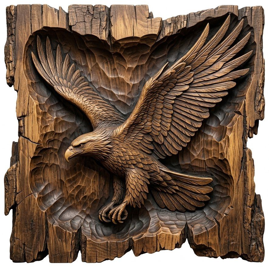 Majestic Flying Bald Eagle Wildlife Scene CNC Relief STL bas-relief STL — view 11