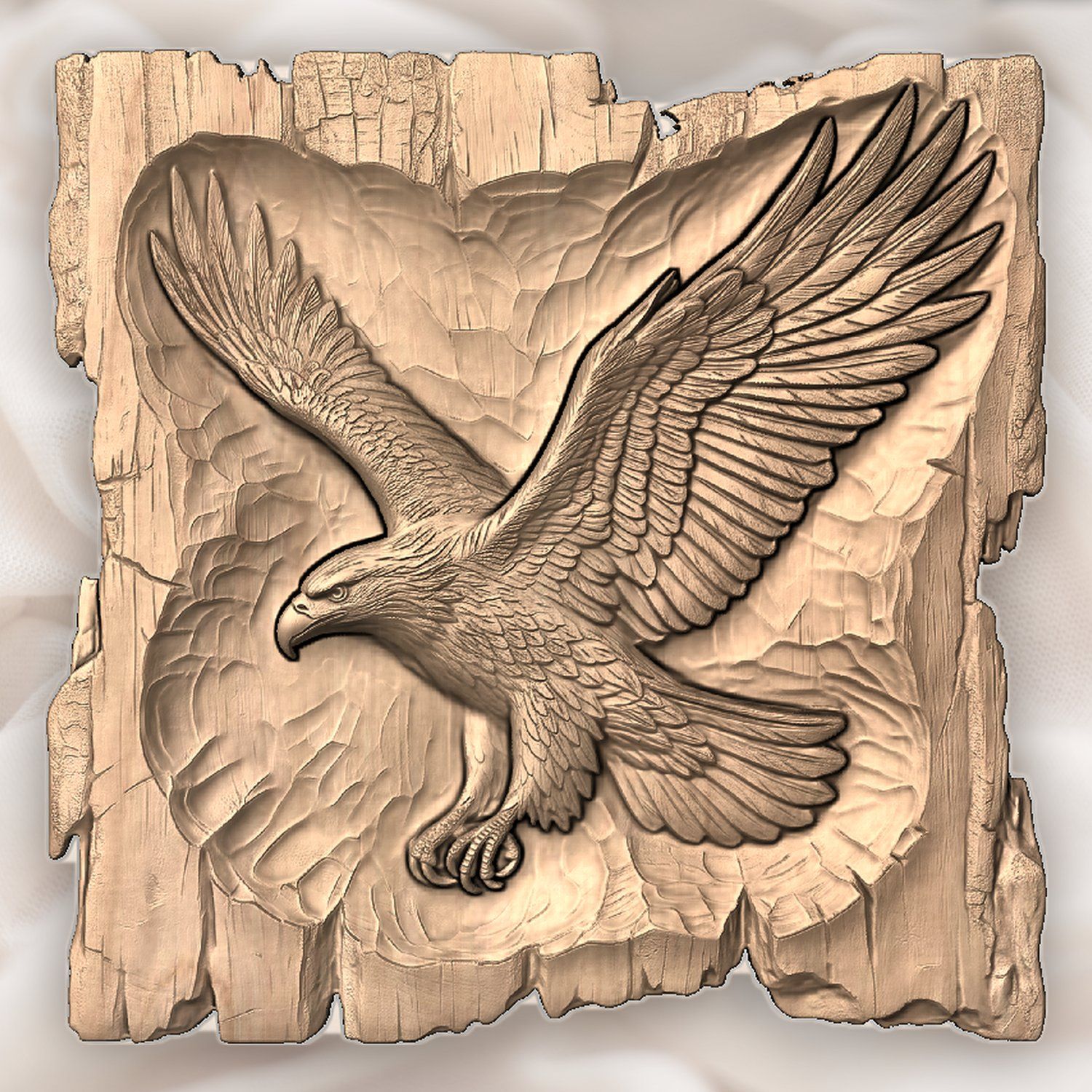 Majestic Flying Bald Eagle Wildlife Scene CNC Relief STL bas-relief STL — view 4