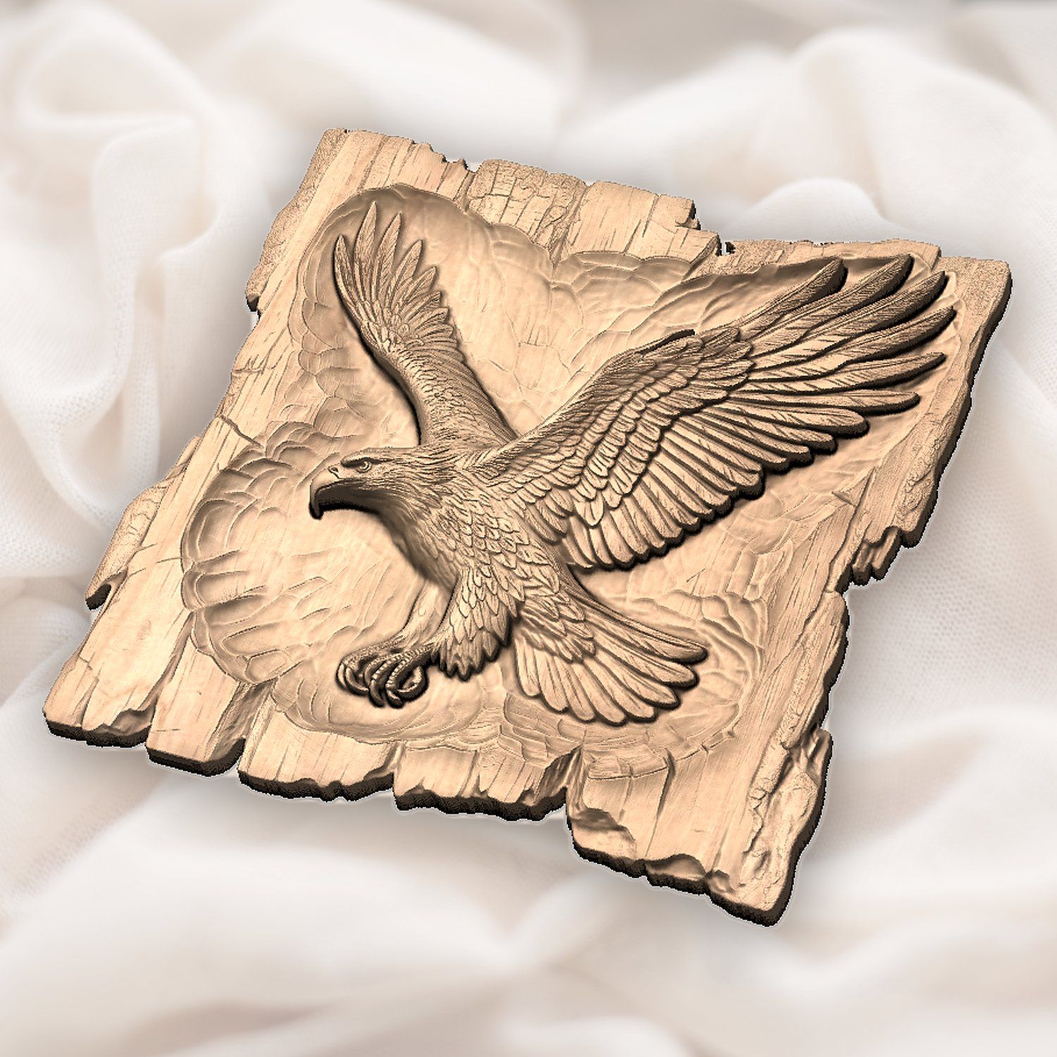 Majestic Flying Bald Eagle Wildlife Scene CNC Relief STL bas-relief STL — view 5