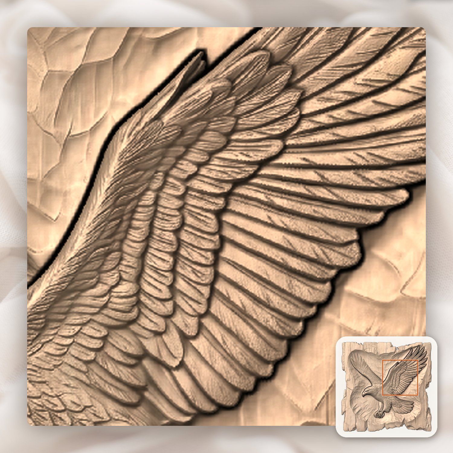 Majestic Flying Bald Eagle Wildlife Scene CNC Relief STL bas-relief STL — view 7