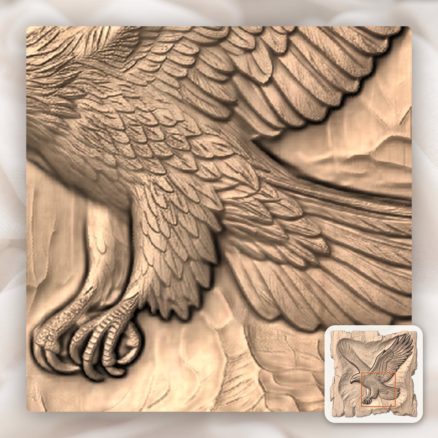 Majestic Flying Bald Eagle Wildlife Scene CNC Relief STL bas-relief STL — view 8
