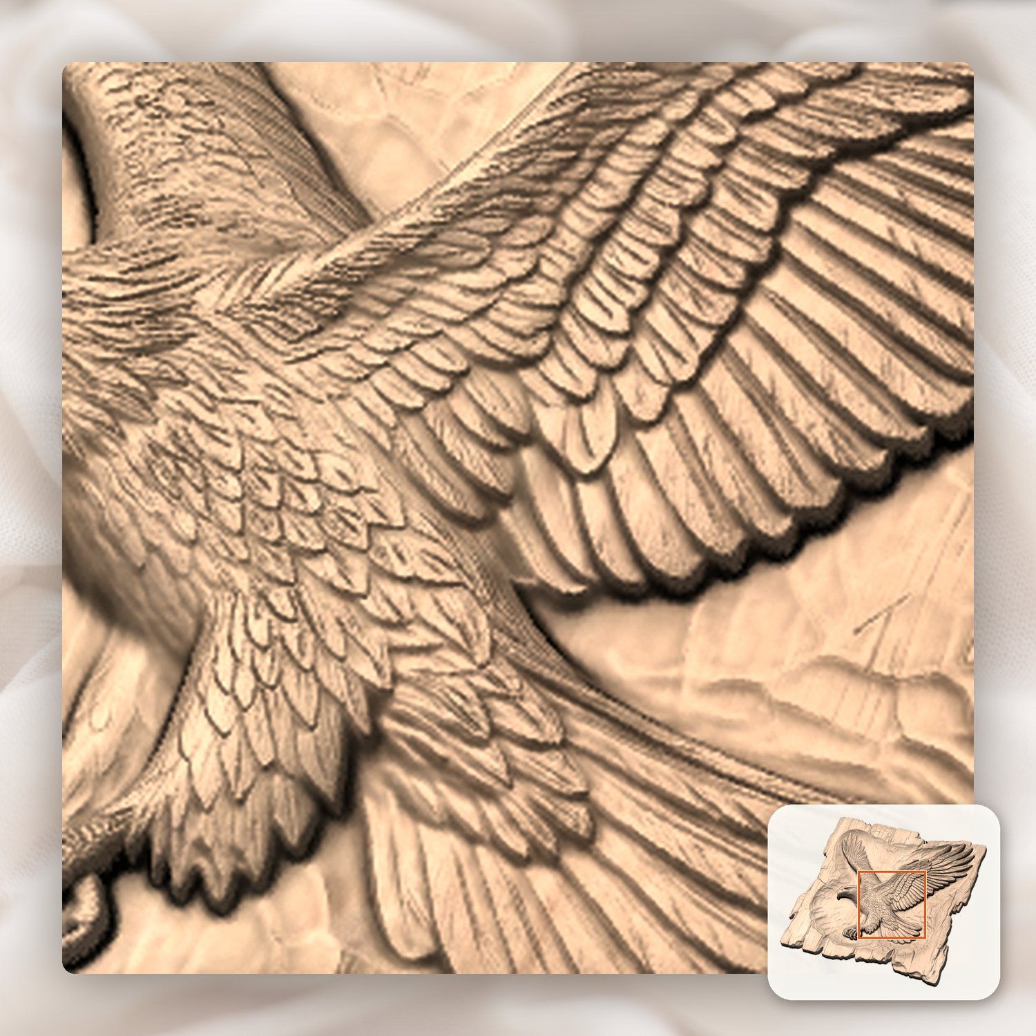 Majestic Flying Bald Eagle Wildlife Scene CNC Relief STL bas-relief STL — view 9
