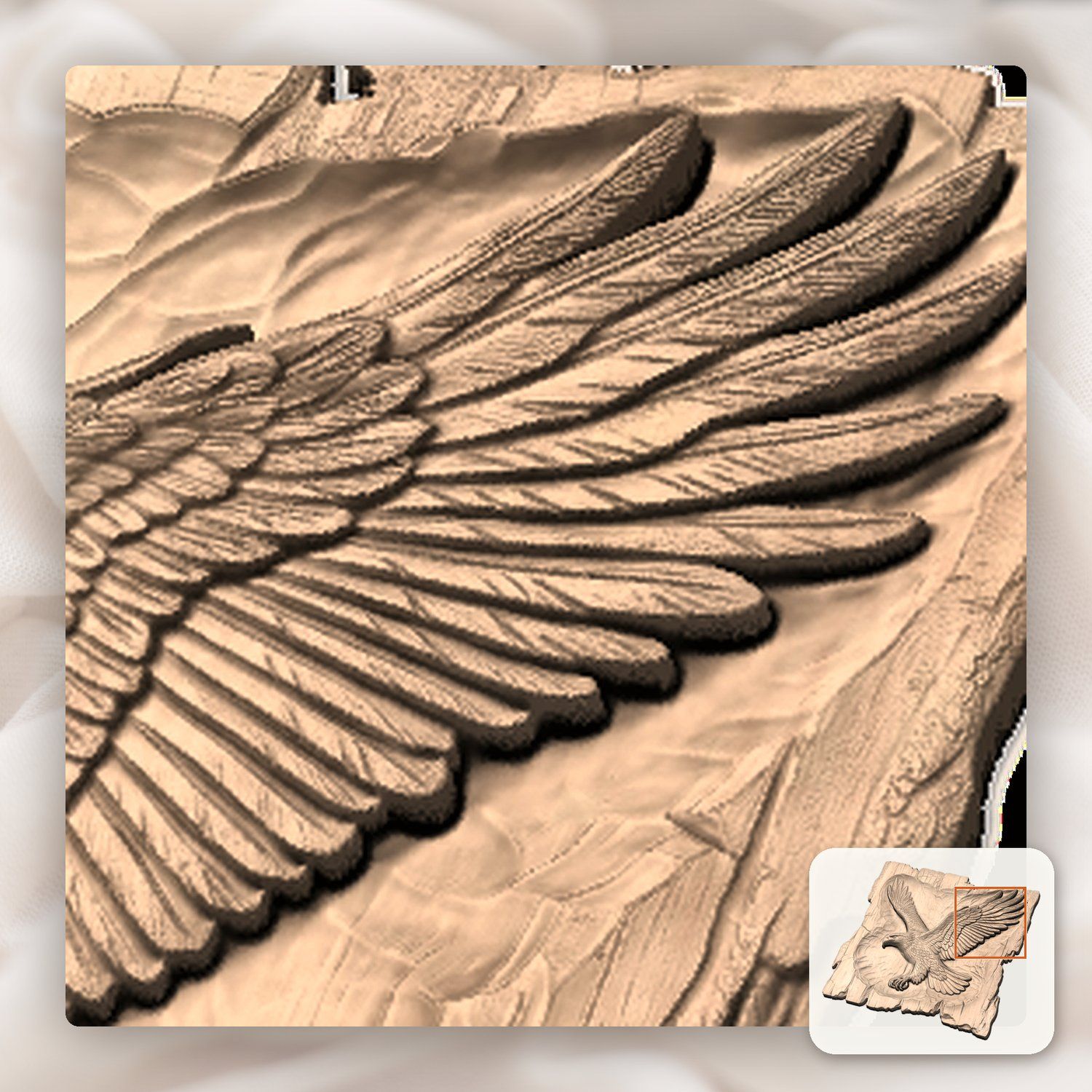 Majestic Flying Bald Eagle Wildlife Scene CNC Relief STL bas-relief STL — view 10