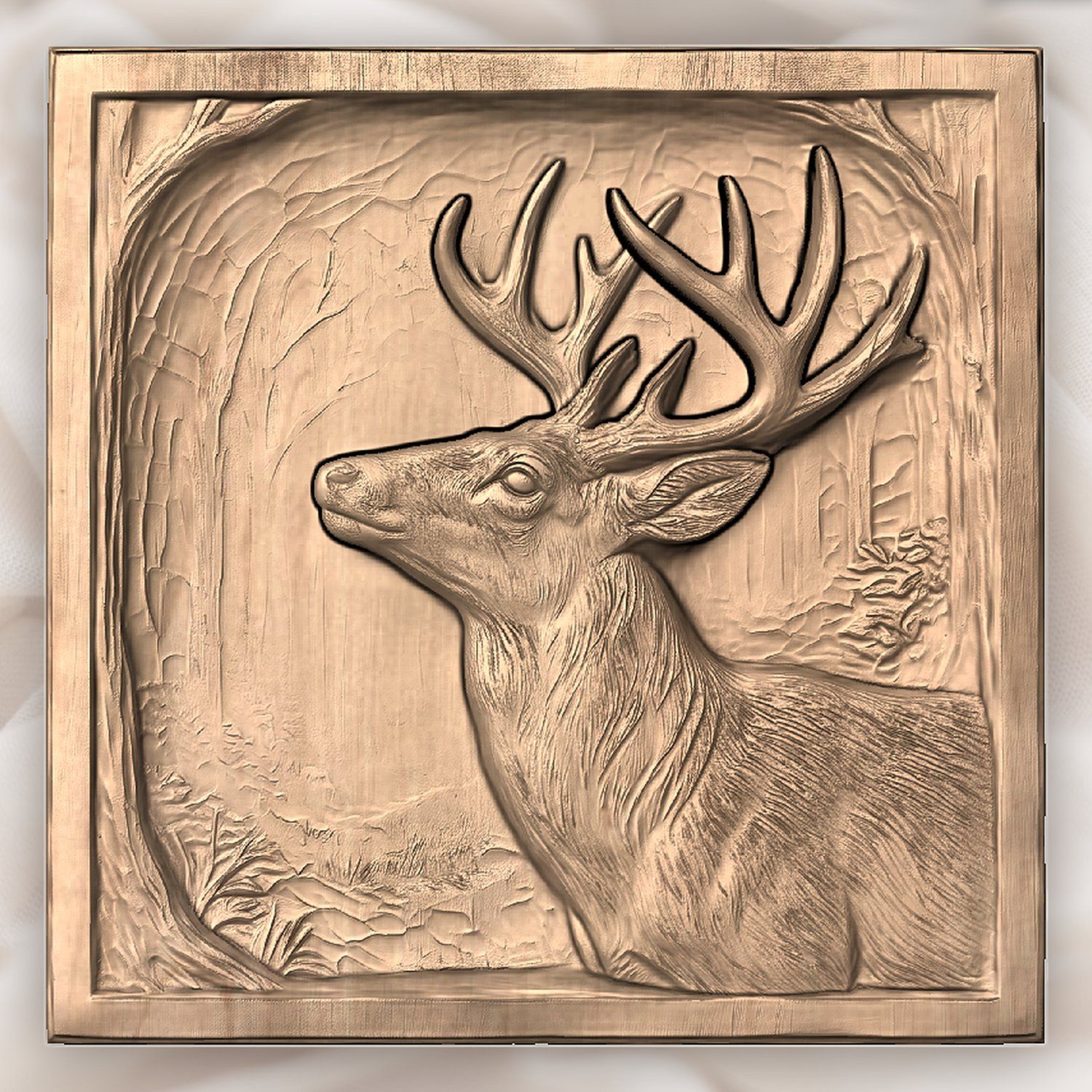 Majestic Forest Buck Looking Up CNC Relief STL bas-relief STL — view 5