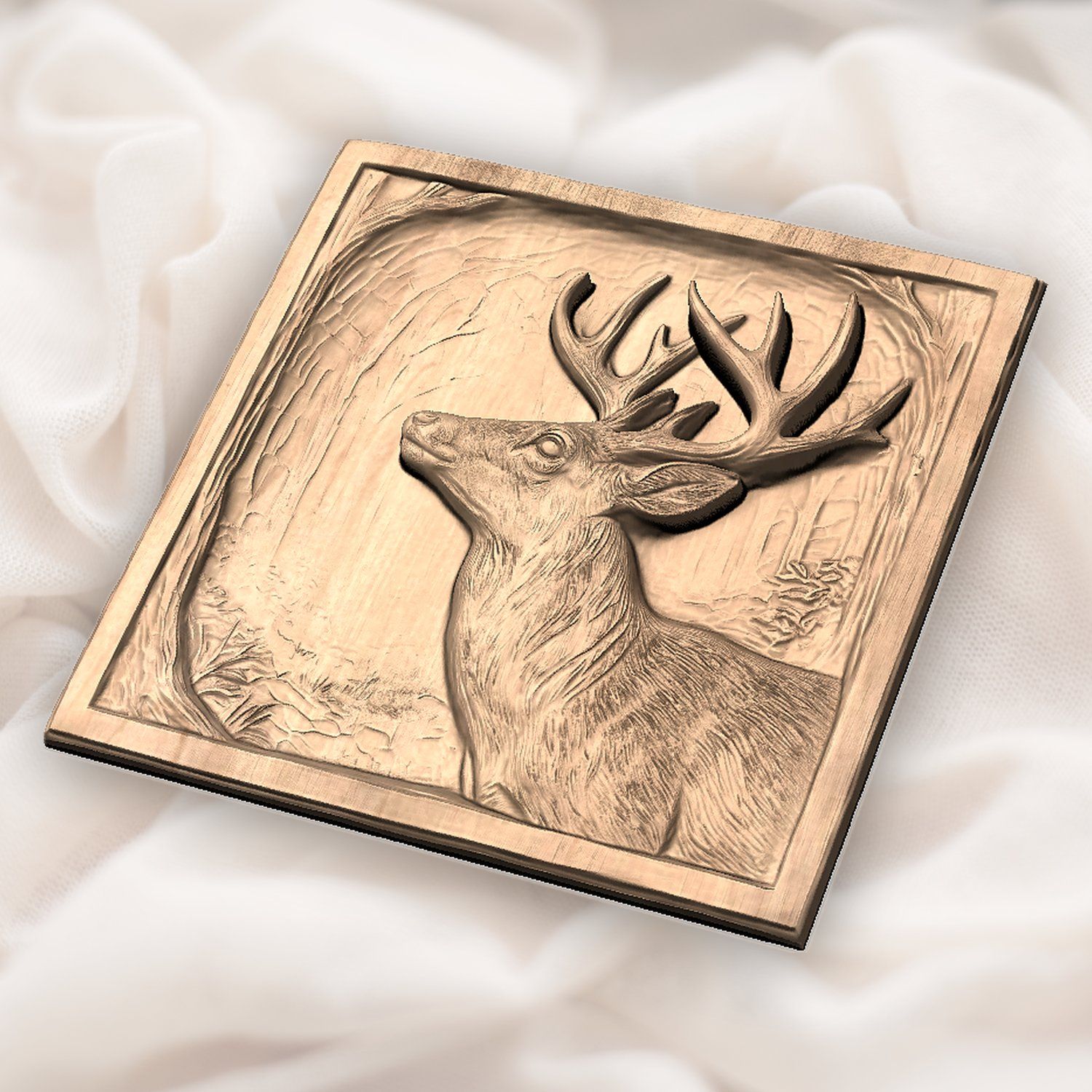 Majestic Forest Buck Looking Up CNC Relief STL bas-relief STL — view 6