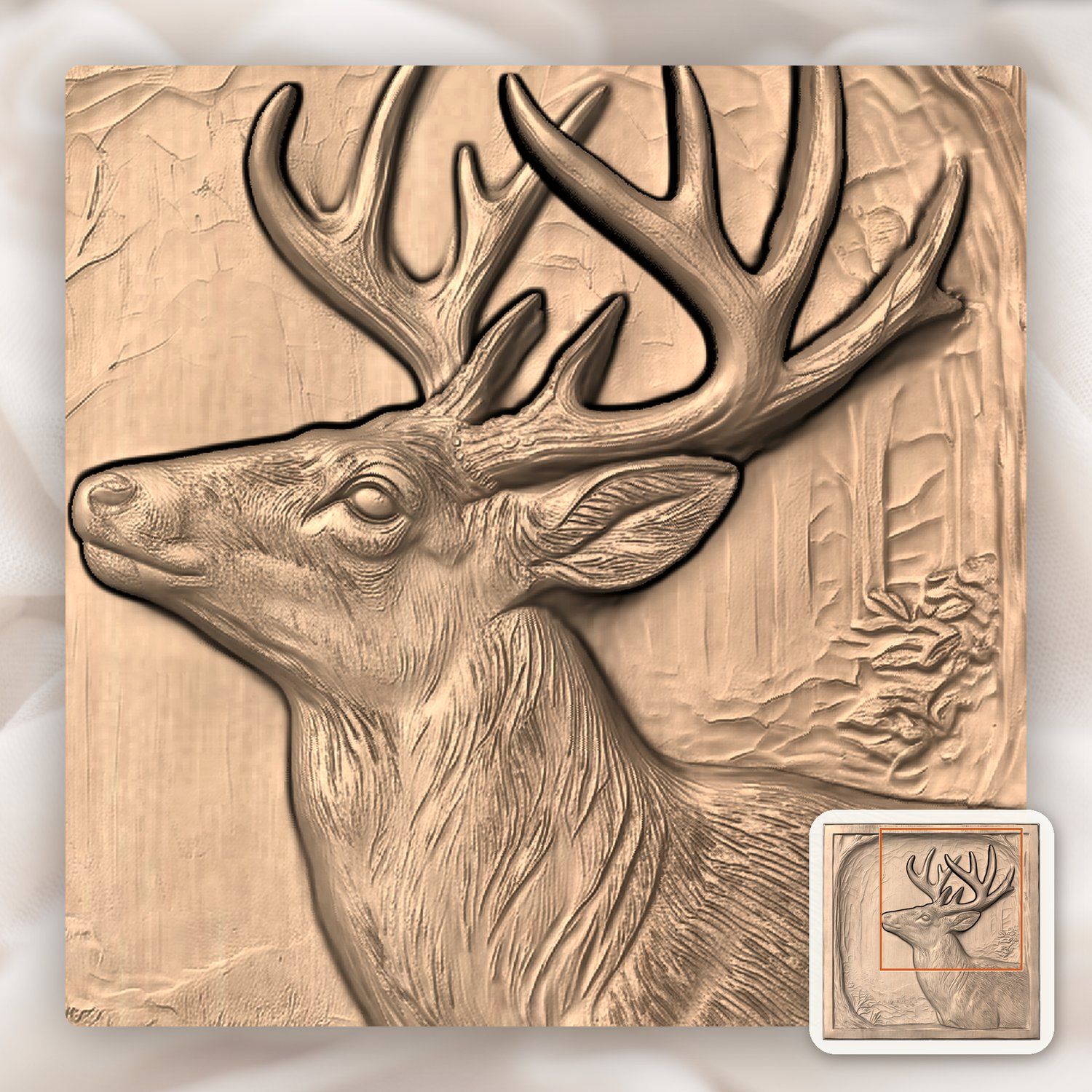 Majestic Forest Buck Looking Up CNC Relief STL bas-relief STL — view 7