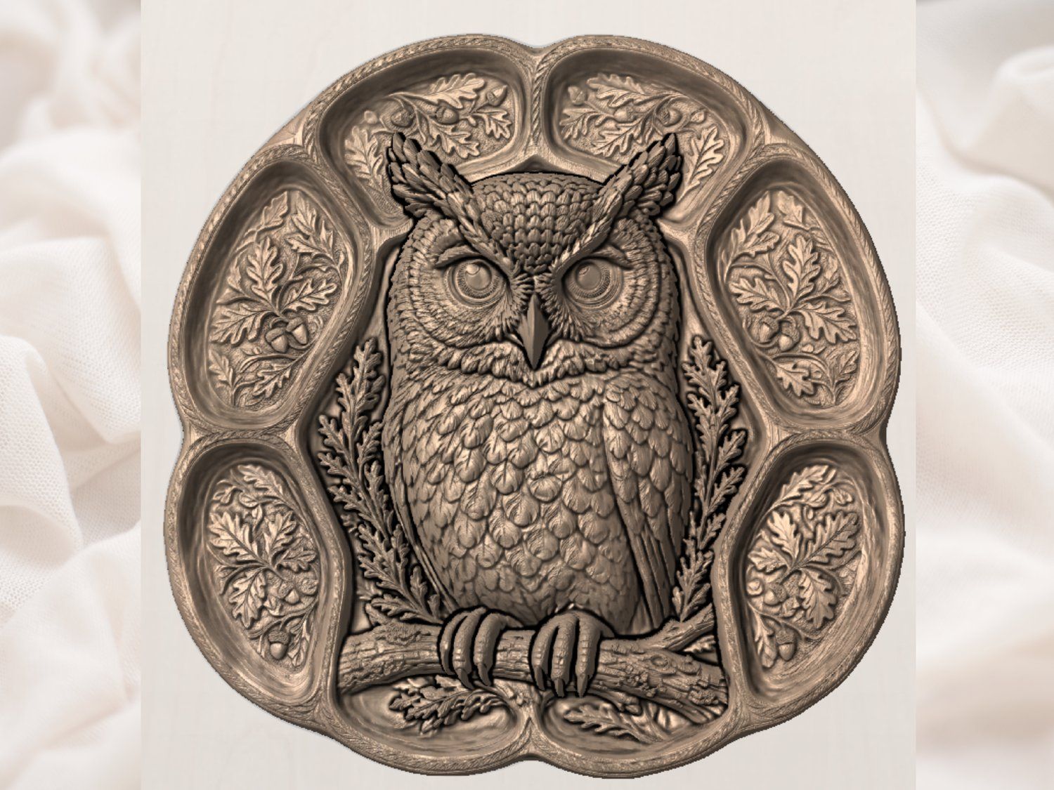 Majestic Forest Owl Nature Scene CNC Relief STL bas-relief STL — view 3