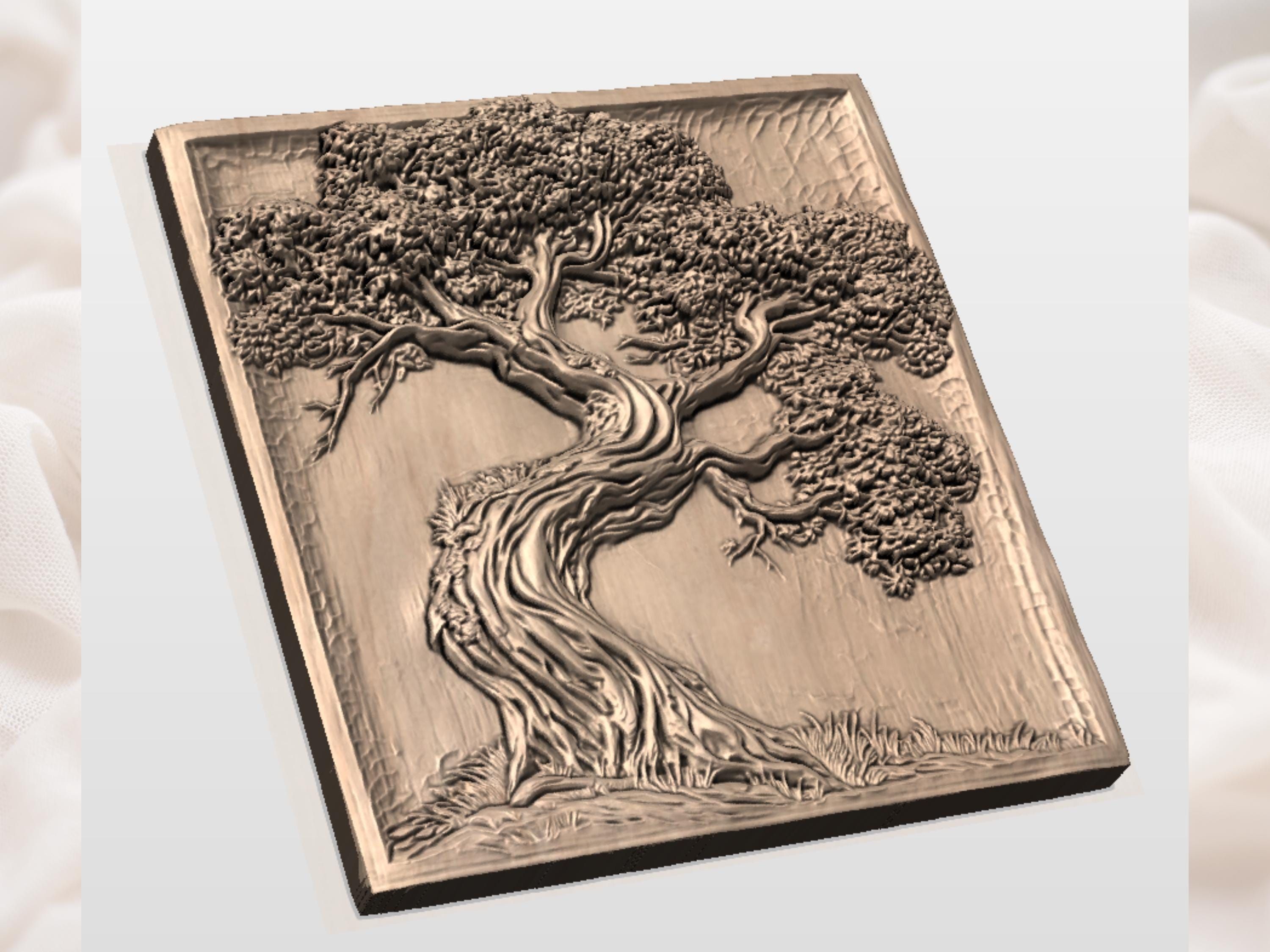 Gnarled Oak Tree Bas-Relief STL for CNC Wood Carving bas-relief STL — view 2