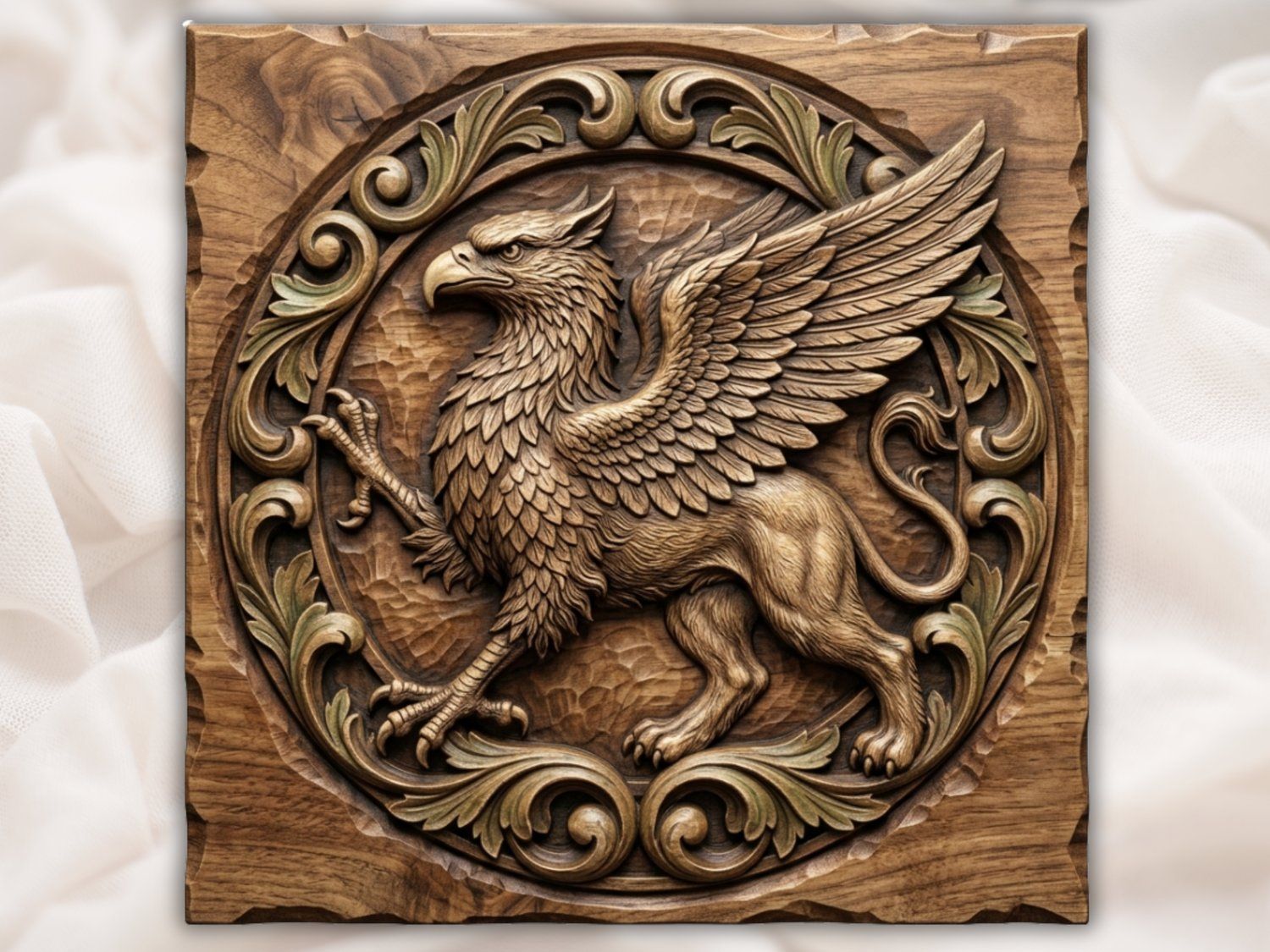 Majestic Heraldic Griffin Medallion CNC Relief STL bas-relief STL — view 2