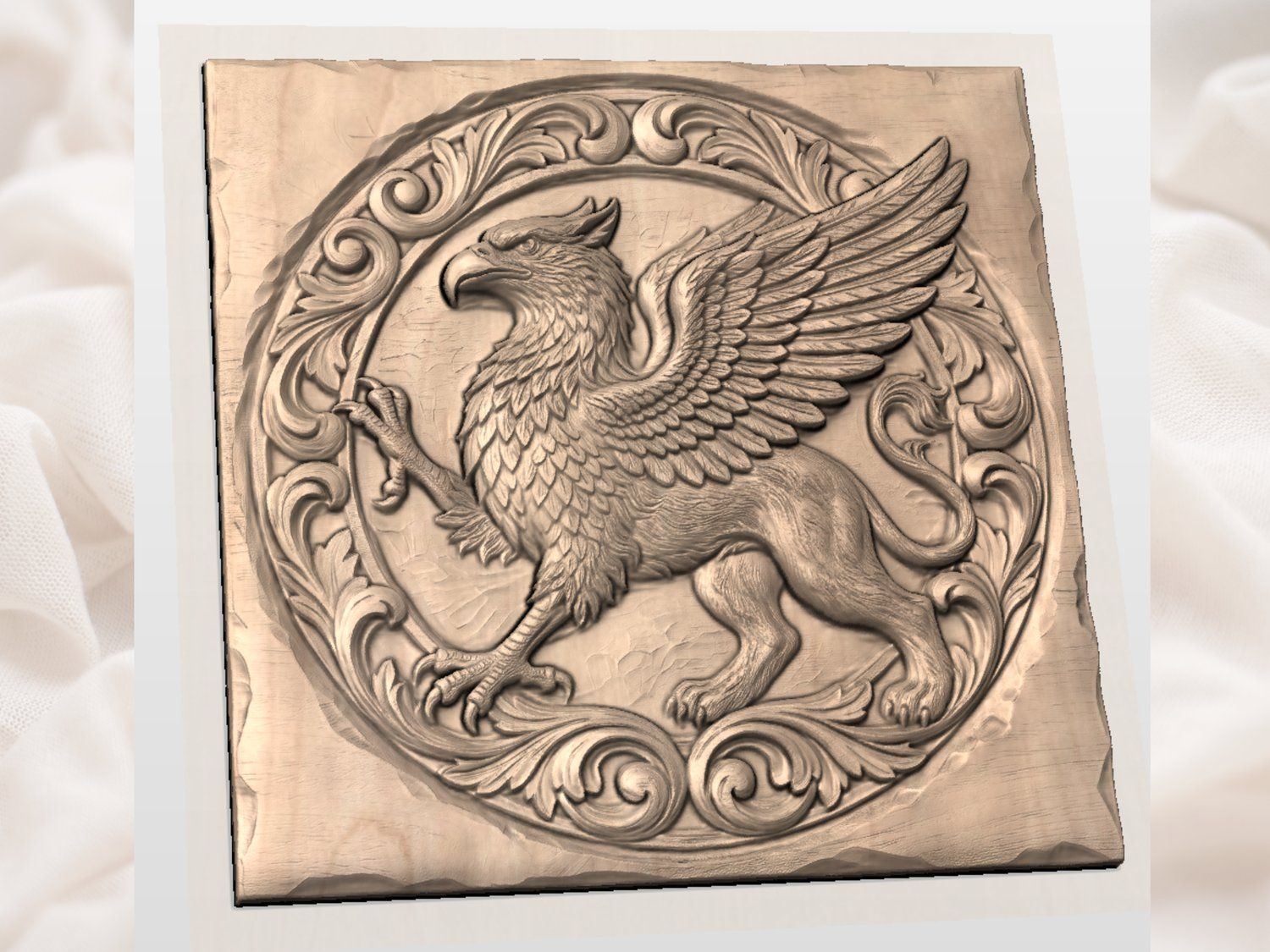 Majestic Heraldic Griffin Medallion CNC Relief STL bas-relief STL — view 3