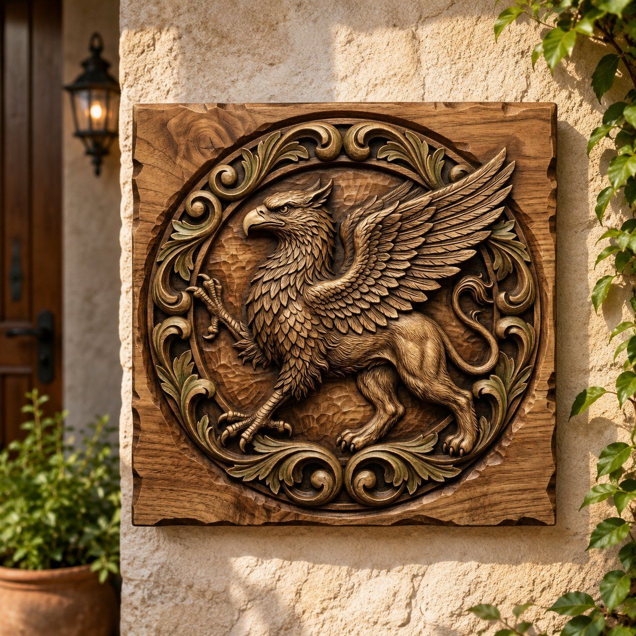 Majestic Heraldic Griffin Medallion CNC Relief STL bas-relief STL — view 8