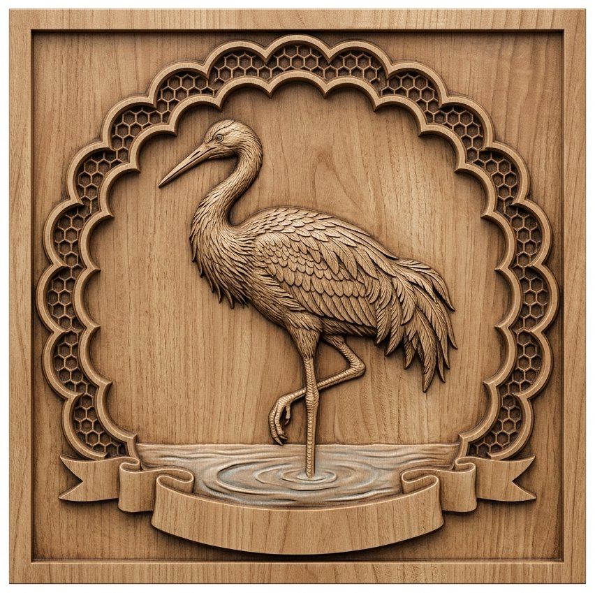 Majestic Heron Bird Nature CNC Relief STL bas-relief STL — view 10