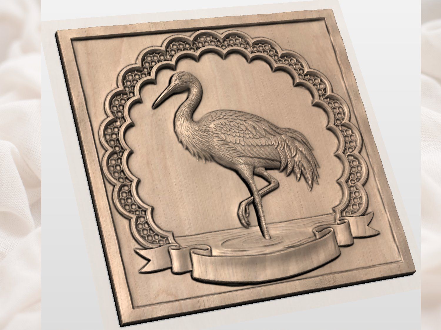 Majestic Heron Bird Nature CNC Relief STL bas-relief STL — view 3