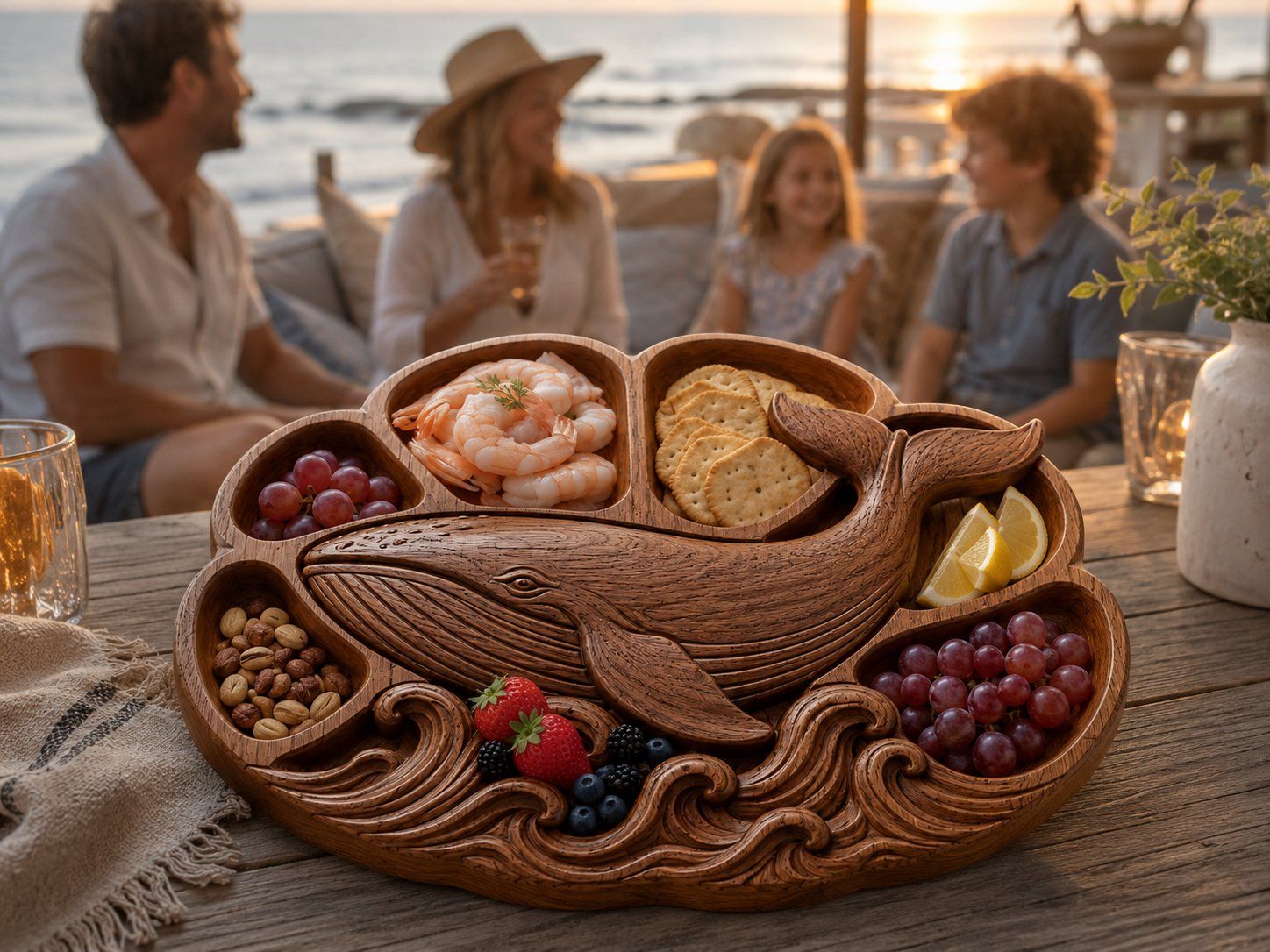 Majestic Humpback Whale Ocean Tray Panel bas-relief STL — view 8