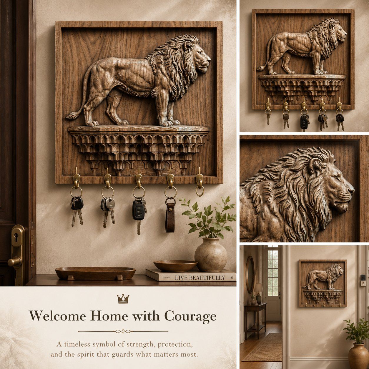 Majestic Lion Guardian Architectural Pedestal CNC Relief STL bas-relief STL — view 10