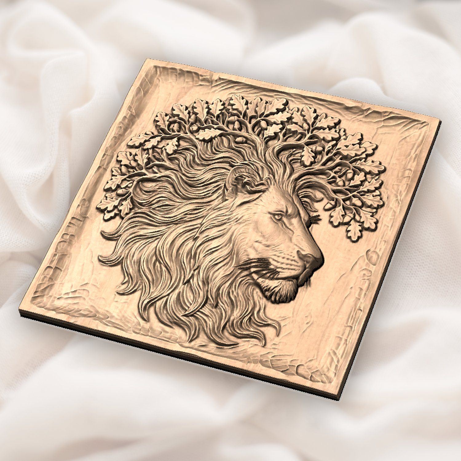 Majestic Lion King Oak Tree Spirit CNC Relief STL bas-relief STL — view 4
